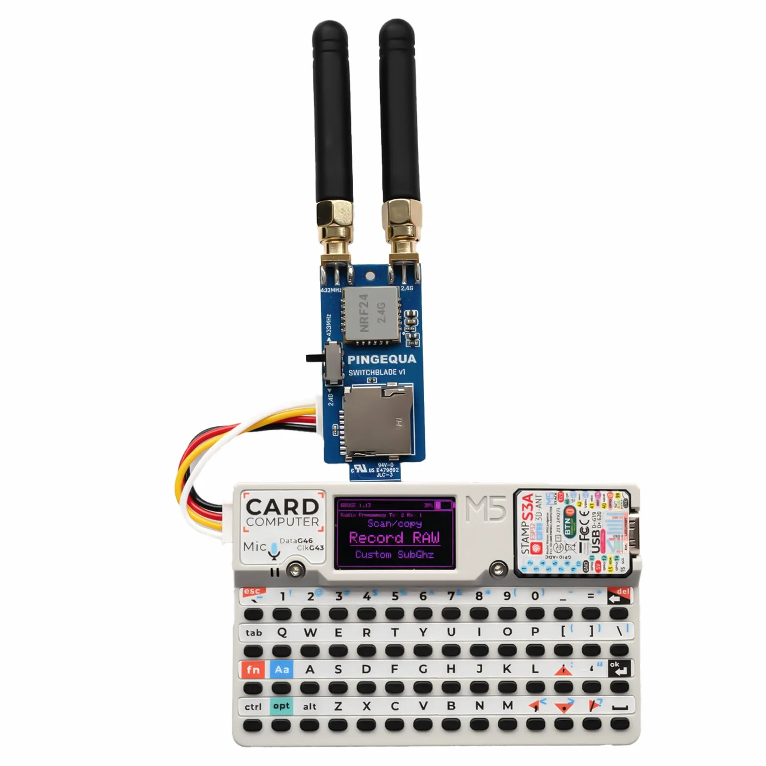 Karta M5Stack Cardputer RF 3 w 1, NRF24L01+ PA/LNA i CC1101 Sub-GHz Transceiver z gniazdem MicroSD - Moduł rozwoju Plug & Play IoT do analizy sygnału i szkolenia