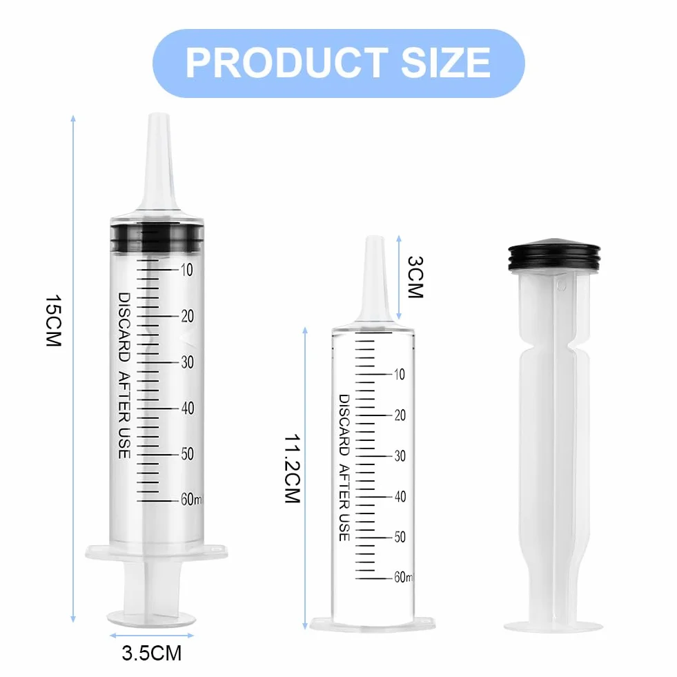 OFFCUP 60ml Plastikowa strzykawka, 4 sztuki jednorazowych strzykawek, duża strzykawka do transferu płynów