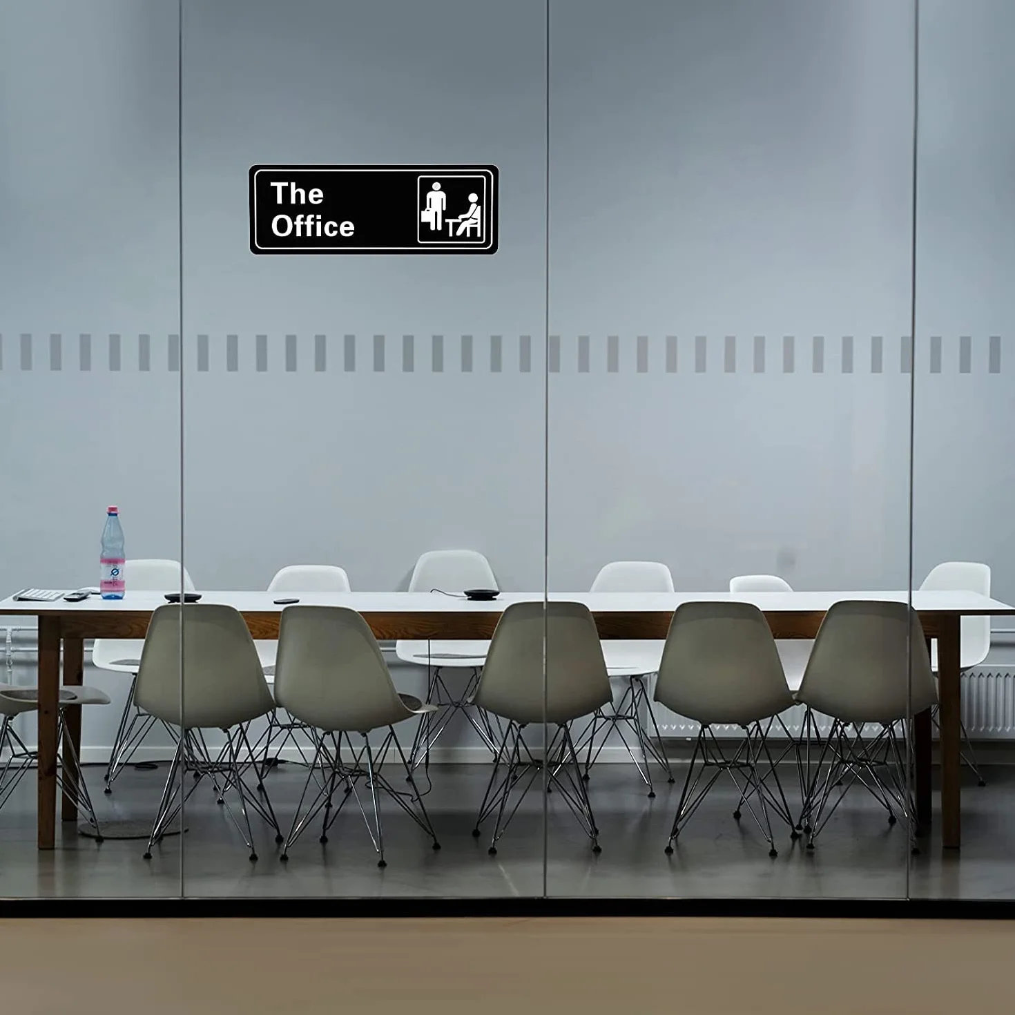 LUTER biurowa tabliczka na drzwi akrylowa z napisem The Office samoprzylepna tabliczka łatwa instalacja 8,1 x 22,9 x 0,5 cm (czarna i biała)
