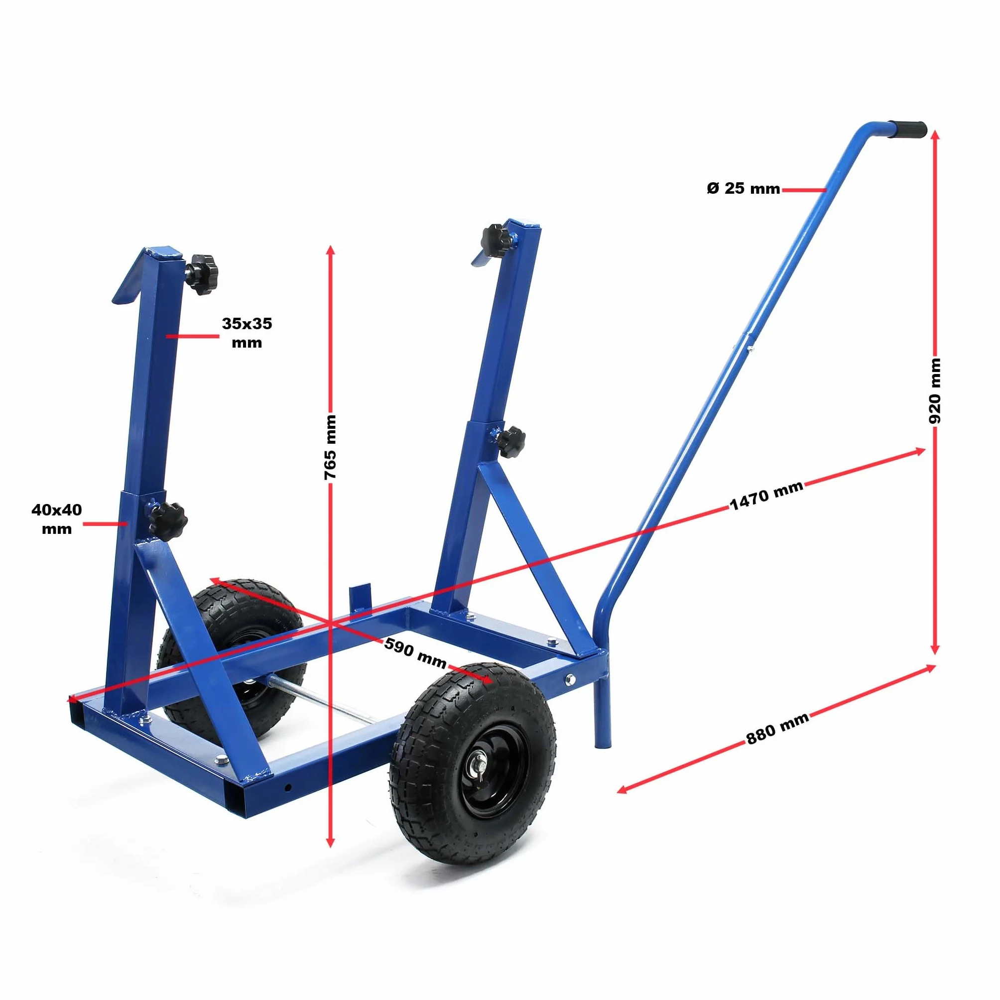 XPOtool Wózek transportowy do płyt 200 kg, regulowana wysokość mocowania 280-830 mm, 2 opony pneumatyczne, do transportu np. szyb, drwi, okien