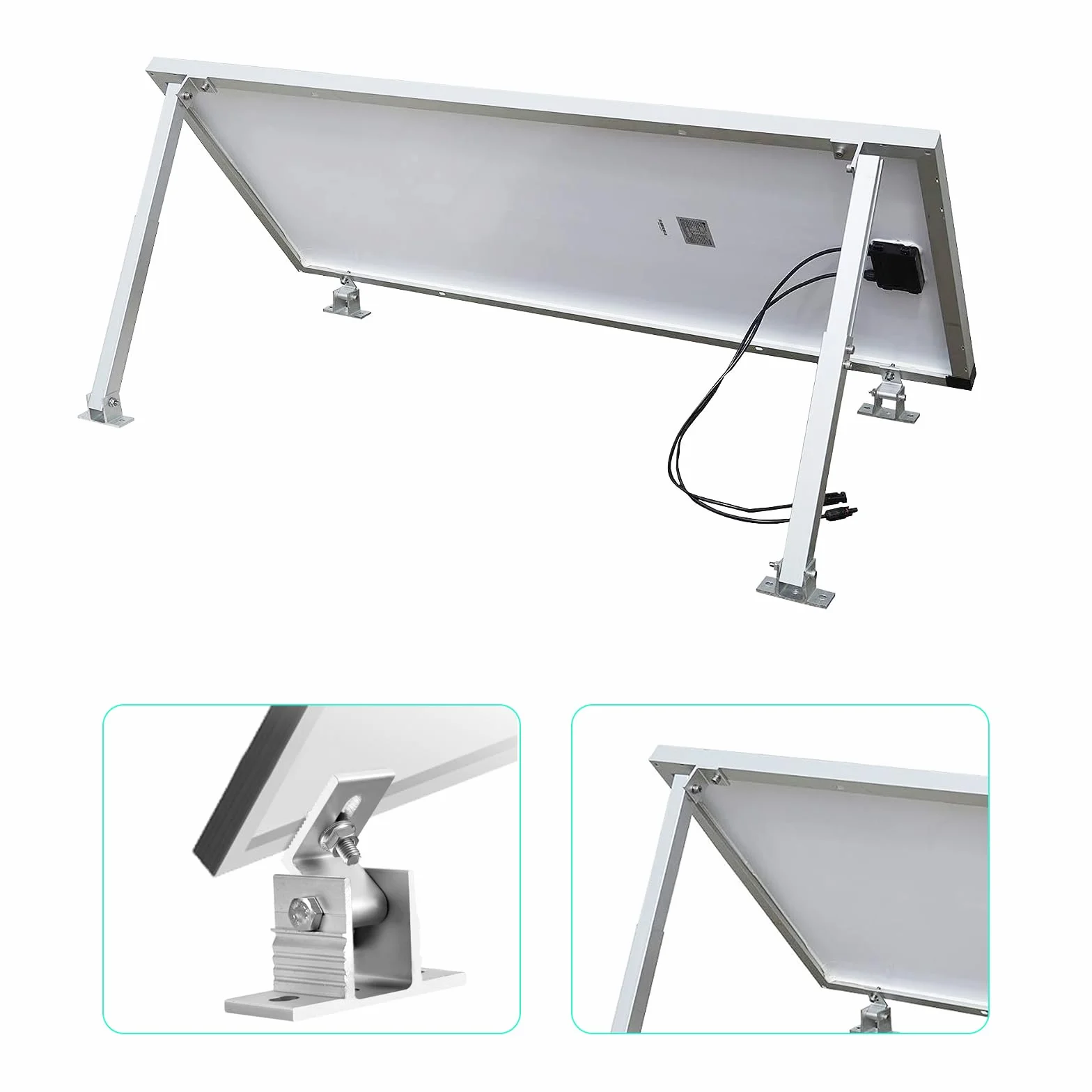 Uchwyt na moduł solarny, płaski dach balkonowy, uchwyt fotowoltaiczny 15°-30°, indywidualnie regulowany profil aluminiowy, mocowanie do płaskiego dachu, ściany, łodzi