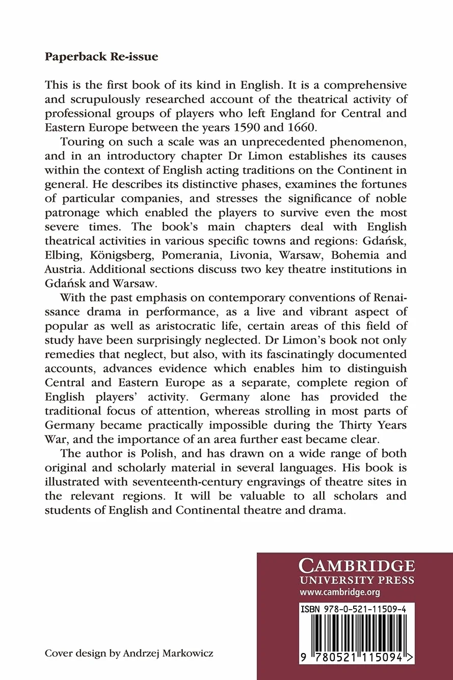 Gentlemen of a Company: English Players in Central and Eastern Europe 1590–1660