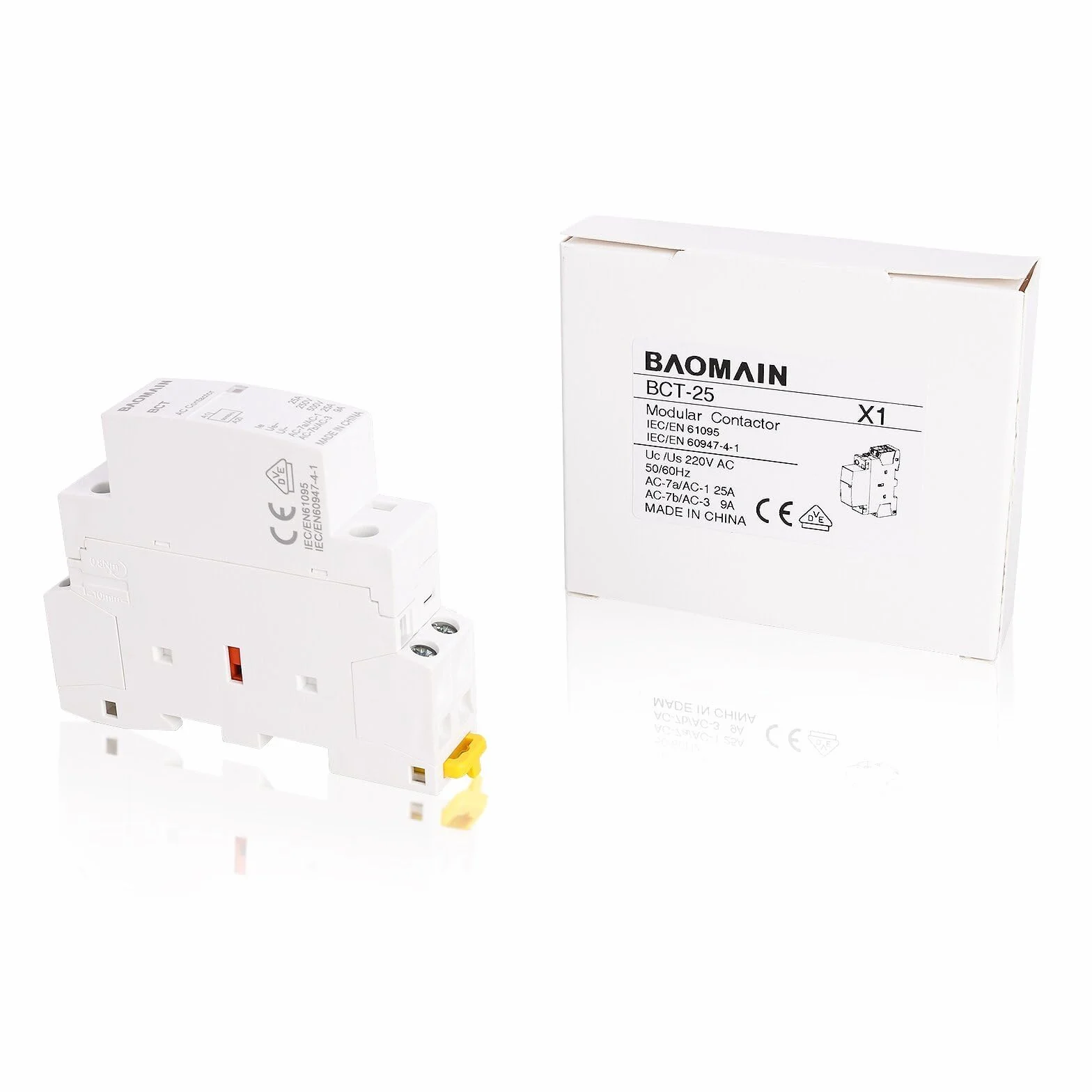 BAOMAIN Stycznik AC 2-biegunowy 25A AC 24V 35mm Montaż na szynie DIN BCT-25/11