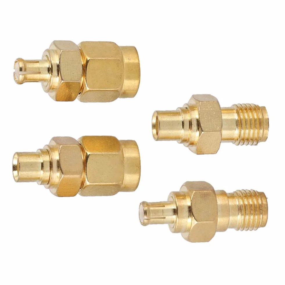 ASHATA MCX-to-SMA Adapter - 4-Piece Nickel-Plated Brass, 50 Ohm Impedance for Antenna Radio, Corrosion Protection RF Coaxial Connection