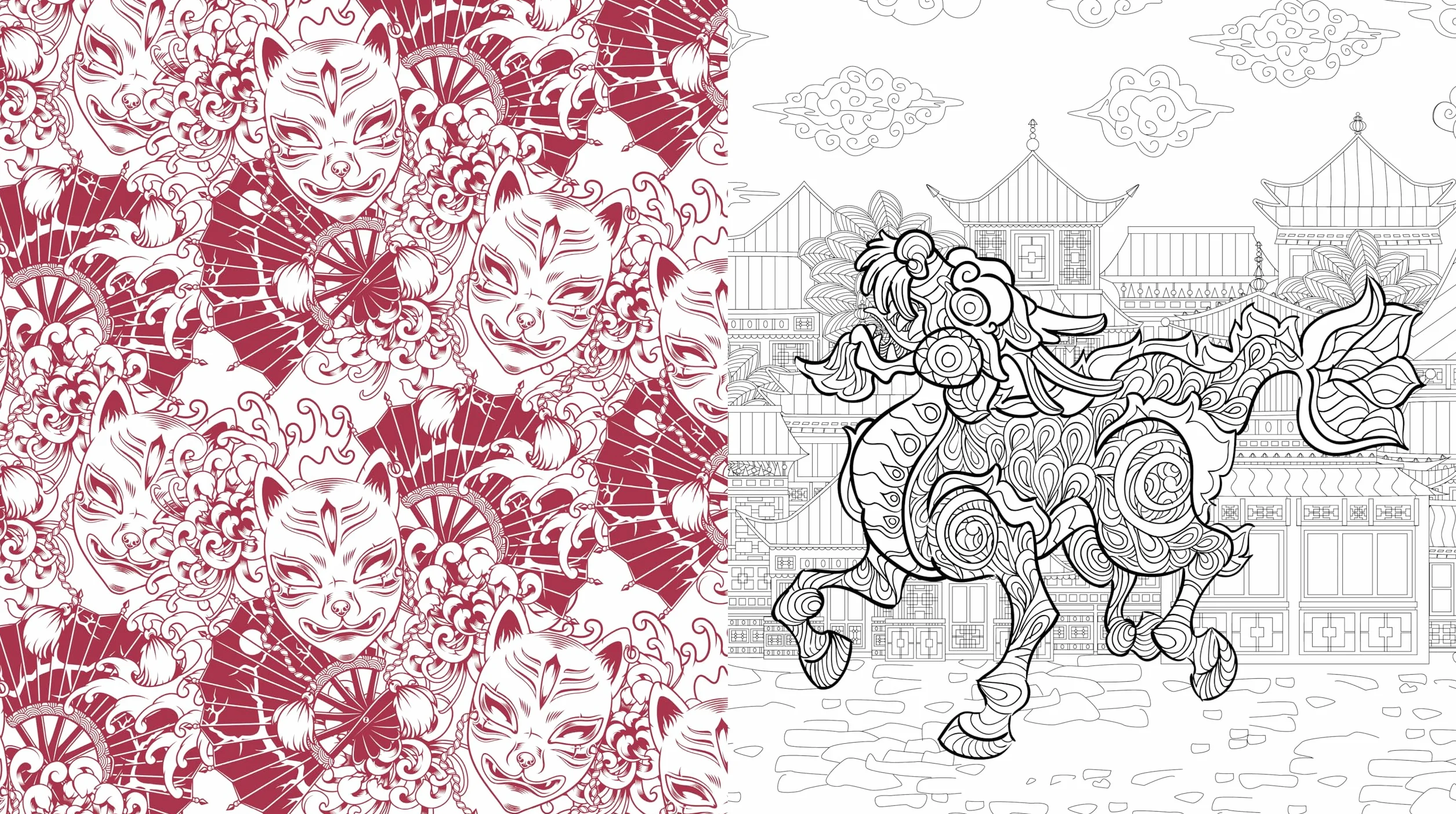 Japanese Monsters, Myths & Spirits Coloring Book: Mythical Creatures of Japan - 100+ Pages