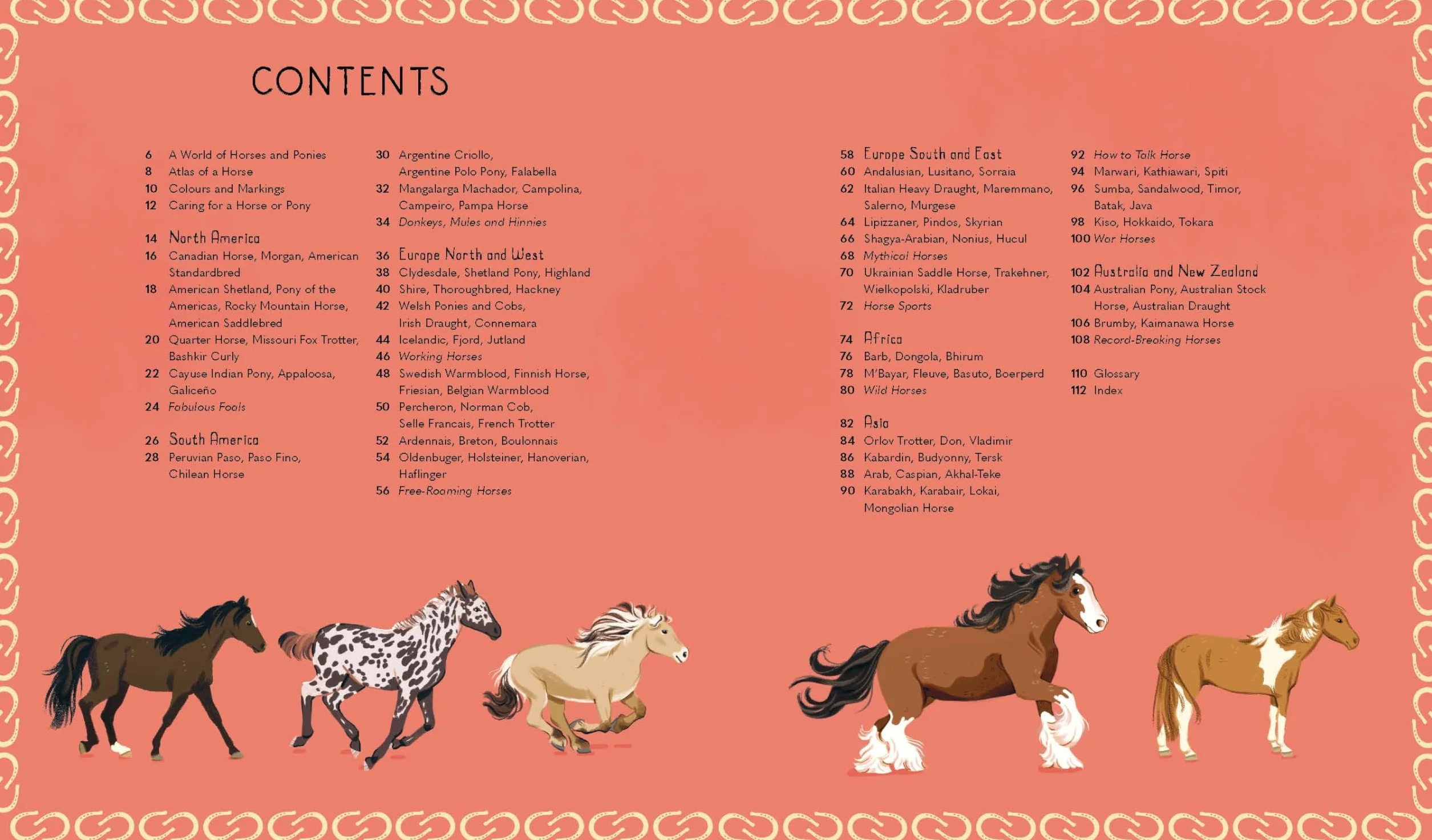 Atlas of Horses and Ponies: 100 Amazing Breeds From Around the World Fun Features Illustrations Learn About Super Senses Fascinating Facts
