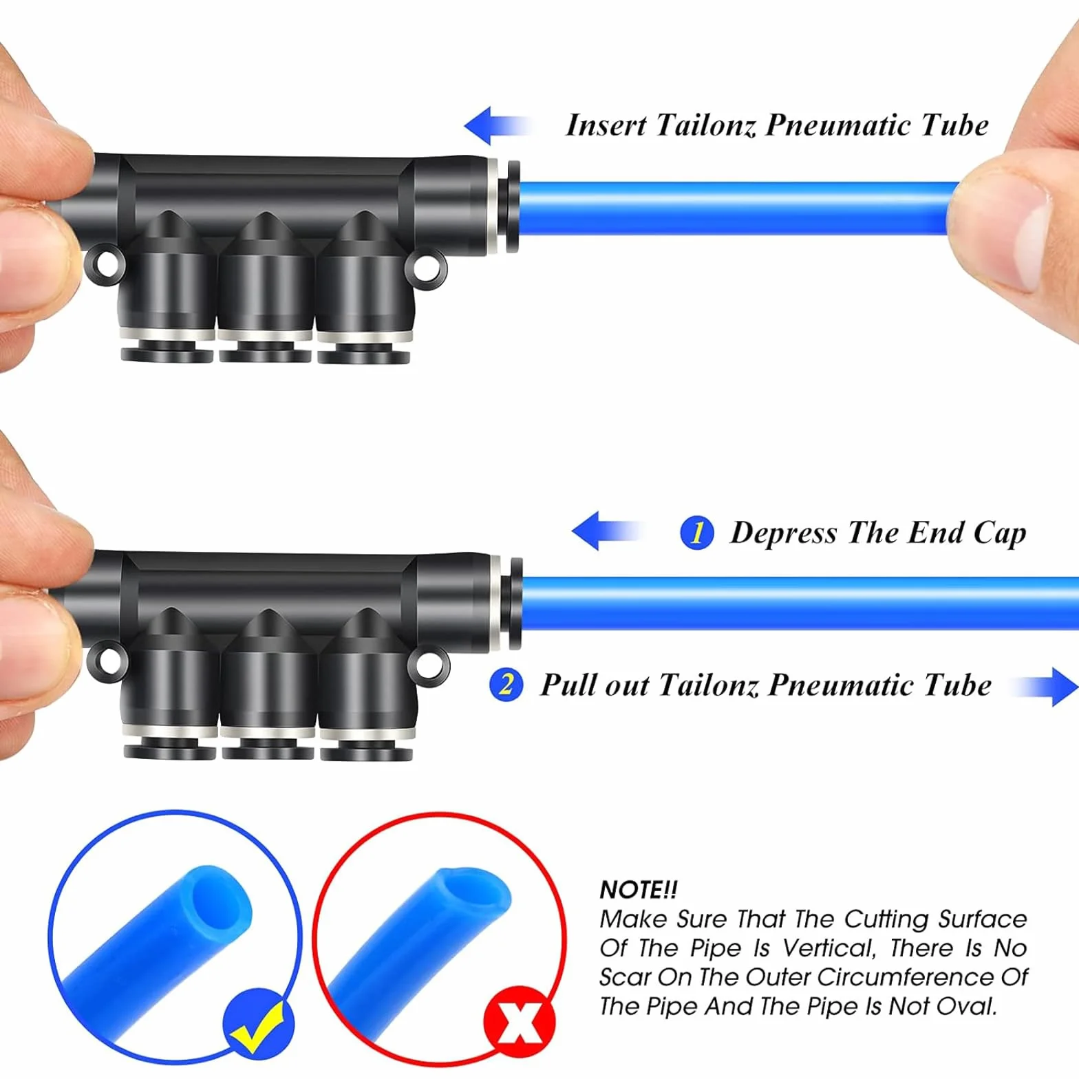 TAILONZ PNEUMATIC 8 mm OD PK-8 5 szt. złączy wciskanych plastikowe szybkozłączki