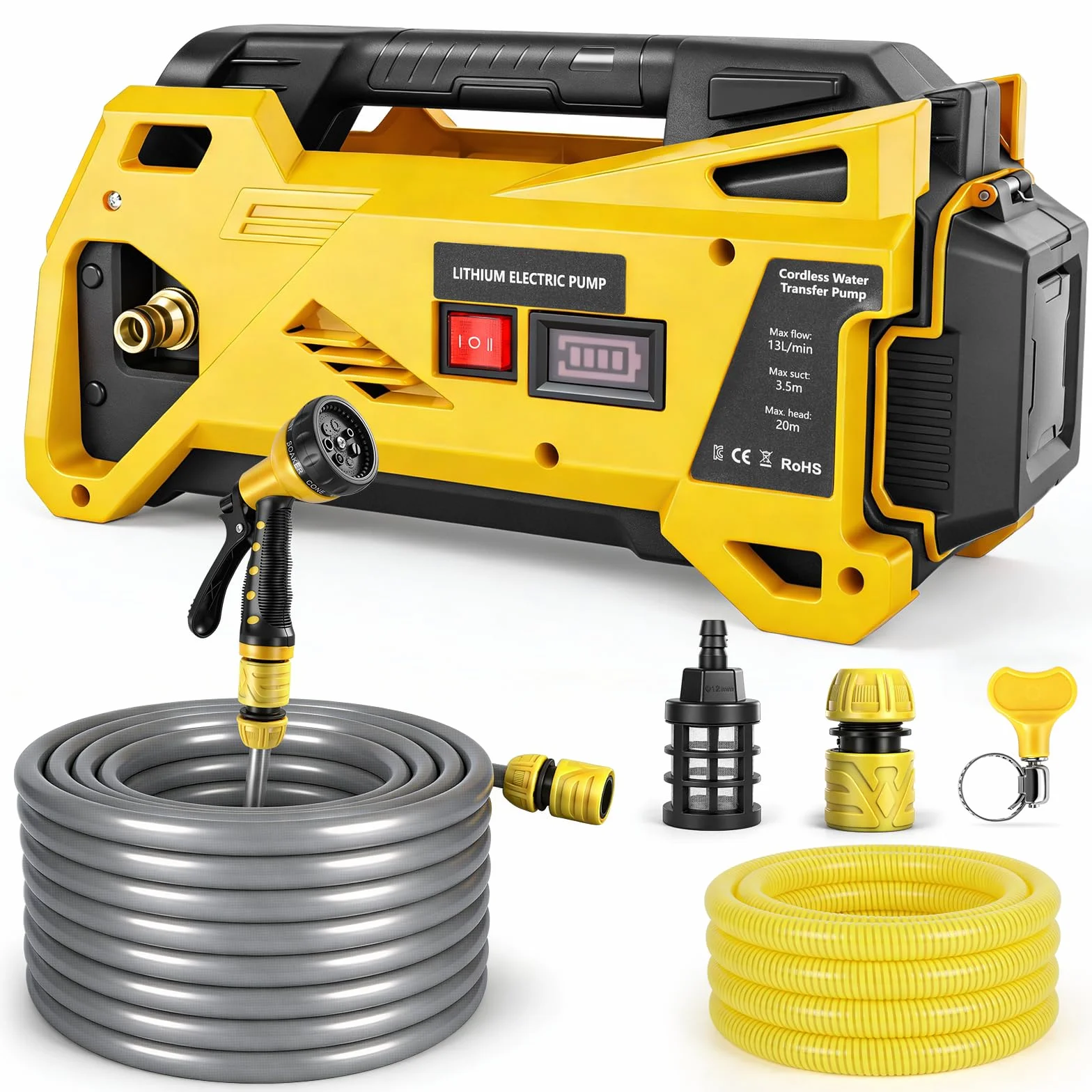Pompa wodna kompatybilna z akumulatorem DeWalt 20 V, bezprzewodowa, przenośna, samozasysająca pompa elektryczna do domu, basenu, przyczepy kempingowej, ogrodu, jacuzzi, akwarium (bez baterii)