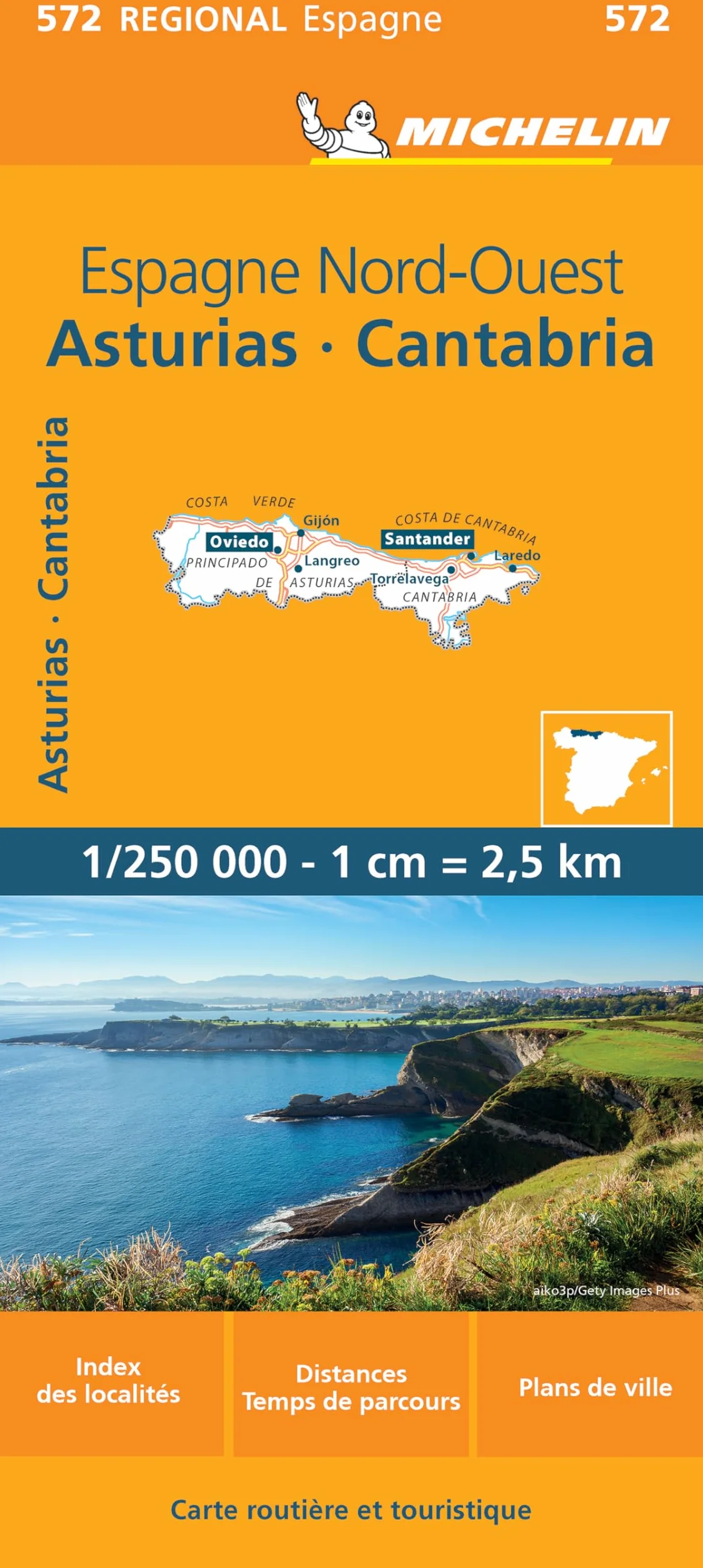 Carte Régionale Espagne Nord-Ouest : Asturias Cantabria: Wegenkaart Schaal 1 : 250.000: 572