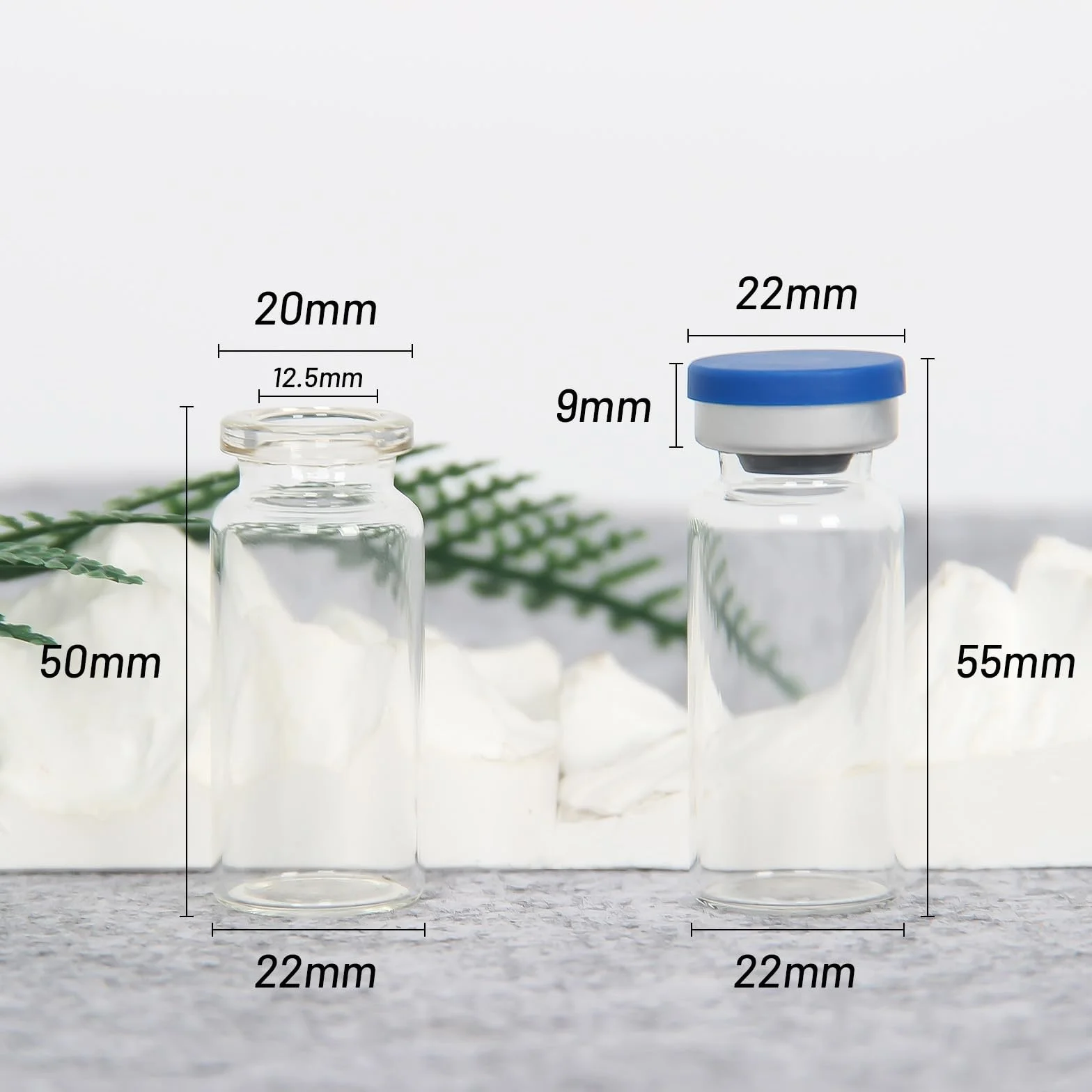 Fiolki z przezroczystego szkła 10 ml - 2-1/2 dram przezroczyste szklane fiolki z plastikowymi aluminiowymi klapkami i gumowymi korkami, 100 sztuk, fiolka laboratoryjna z płaskim dnem 20 mm
