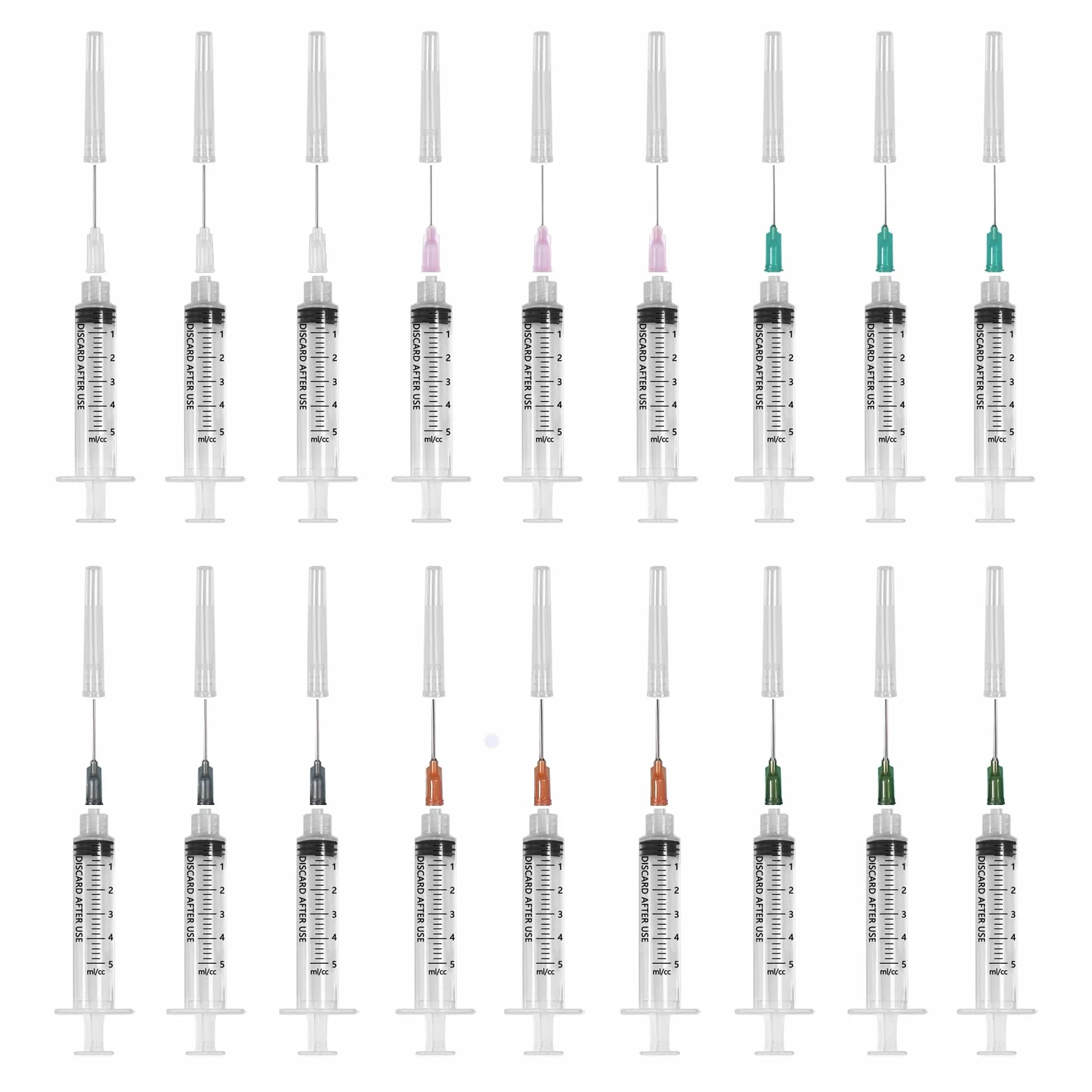 18 sztuk strzykawek dozujących z tworzywa sztucznego, 5 ml, uniwersalna strzykawka dozująca, plastikowa strzykawka z tępą końcówką, igłą i nasadką, mała strzykawka z tworzywa sztucznego do