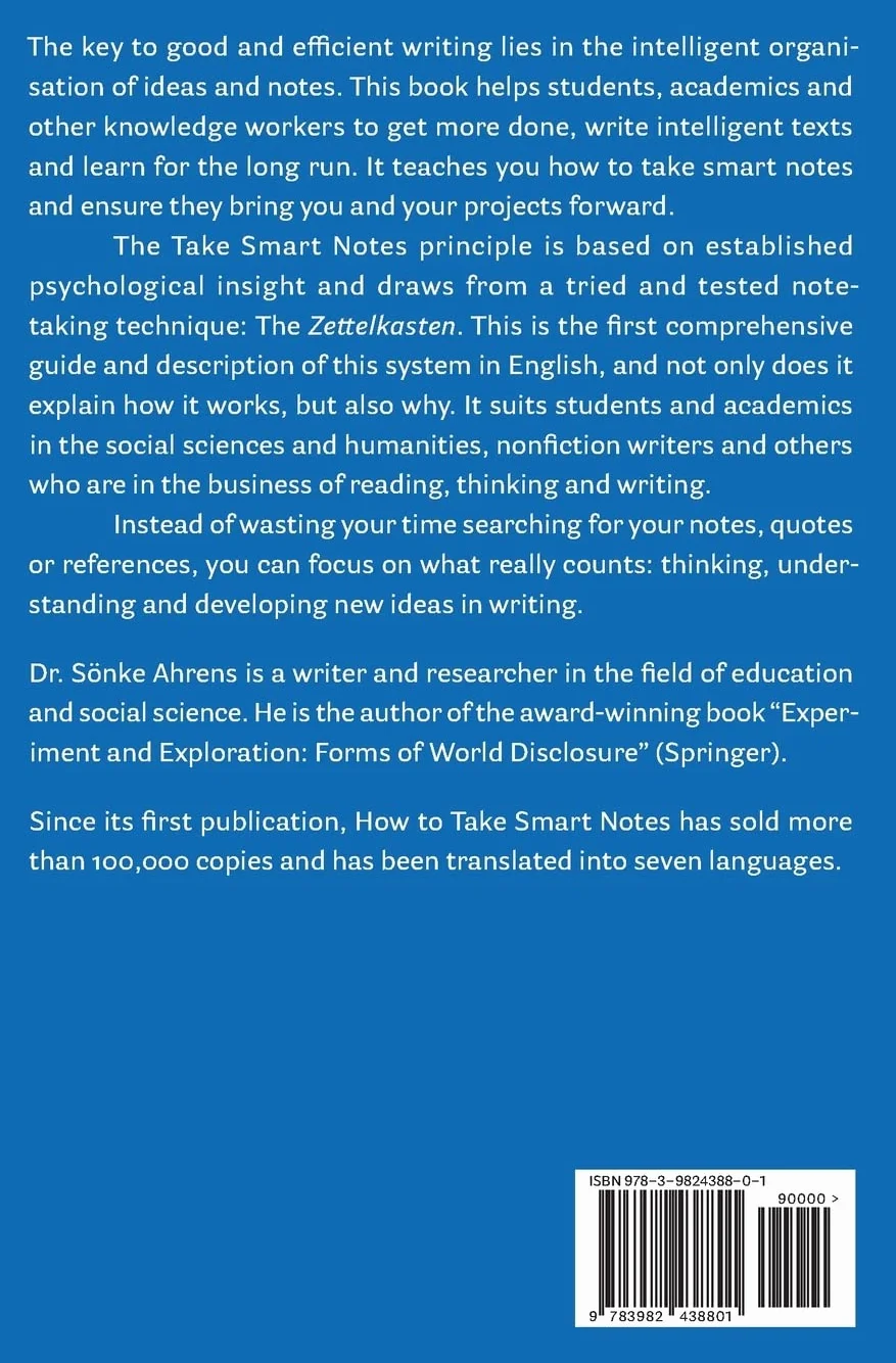 How to Take Smart Notes: One Simple Technique to Boost Writing, Learning and Thinking