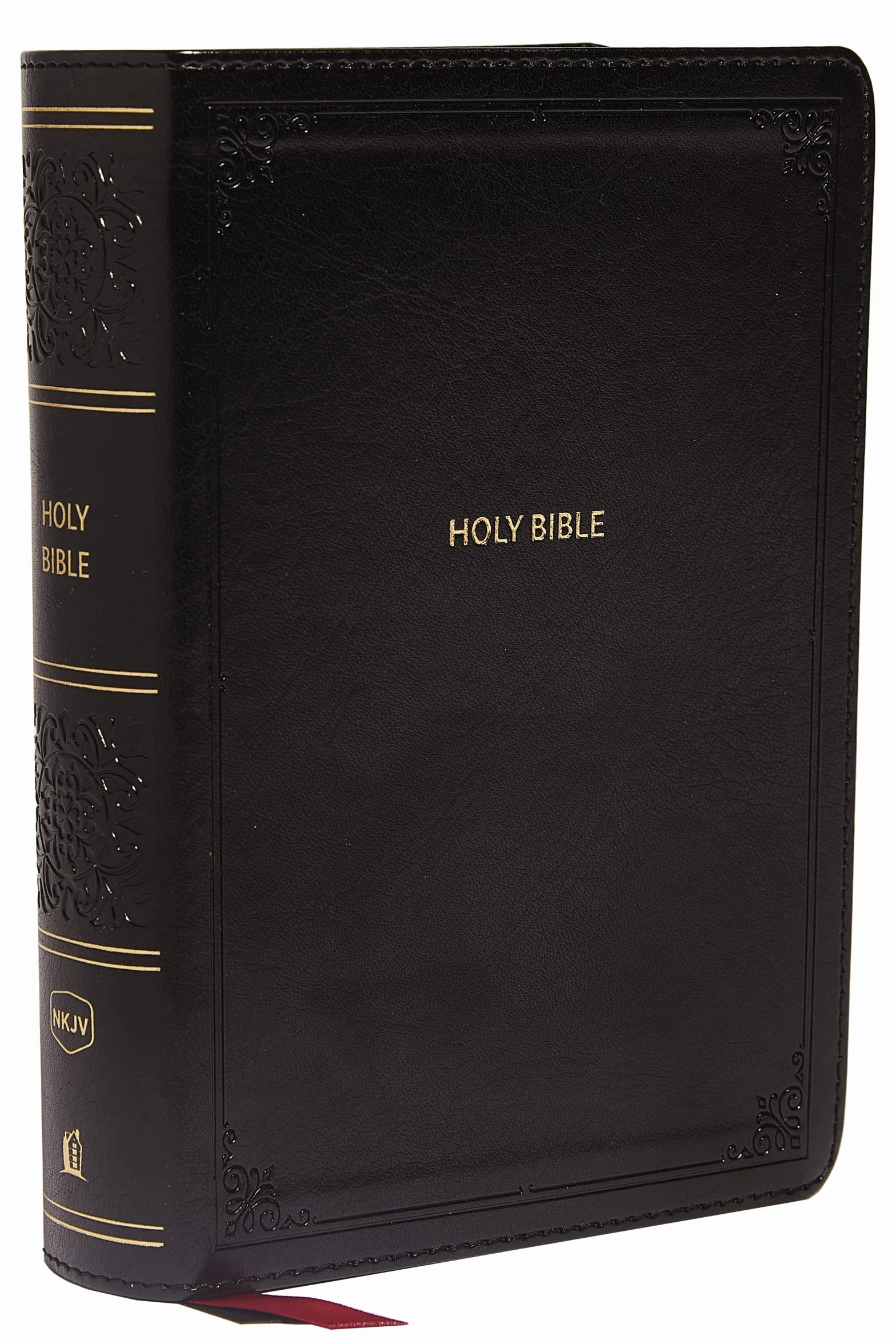 NKJV Reference Bible Compact Leathersoft Black Red Letter Edition Comfort Print Holy Bible New King James Version