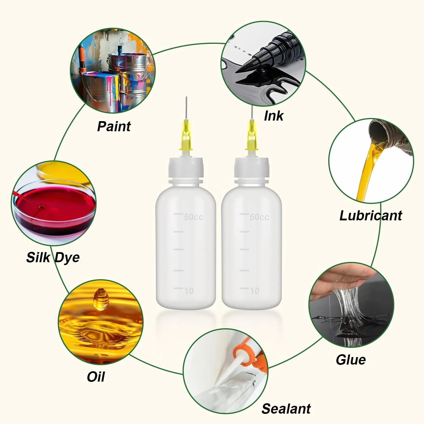 Rybtd 5 szt. aplikatora do butelki igłowej, 50 ml, precyzyjna z klejem z końcówką igłową, aplikatory do płynu, oleju, farby