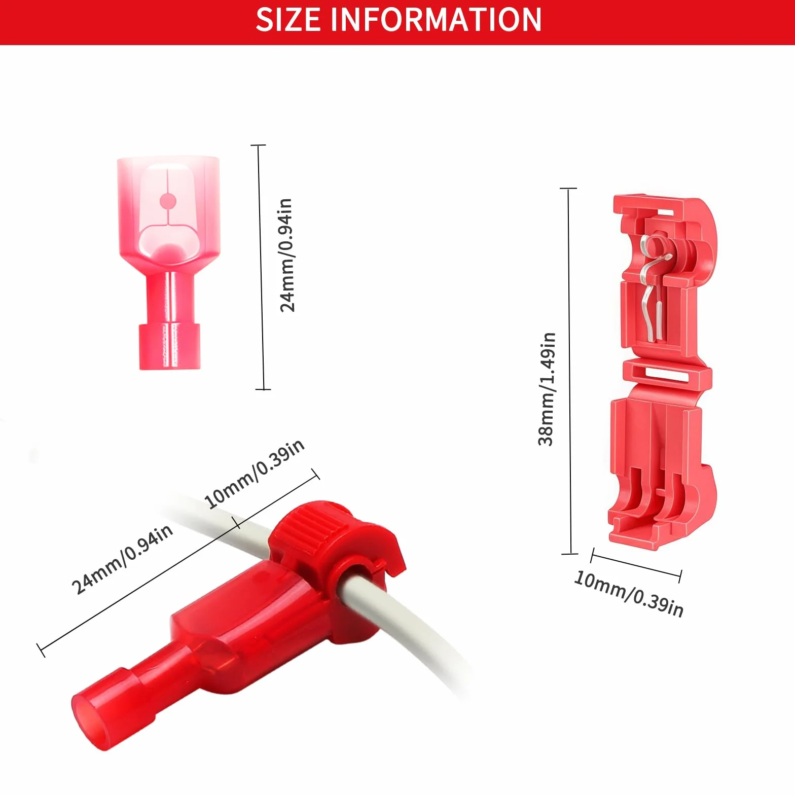 120 sztuk złączy rozgałęźnych T z płaskimi wtyczkami, 60 złączy kablowych T Tap + 60 płaskich wtyczek, złodzieje prądu, złącze rozgałęźne 12 V, szybka instalacja do samochodu, gospodarstwa domowego i