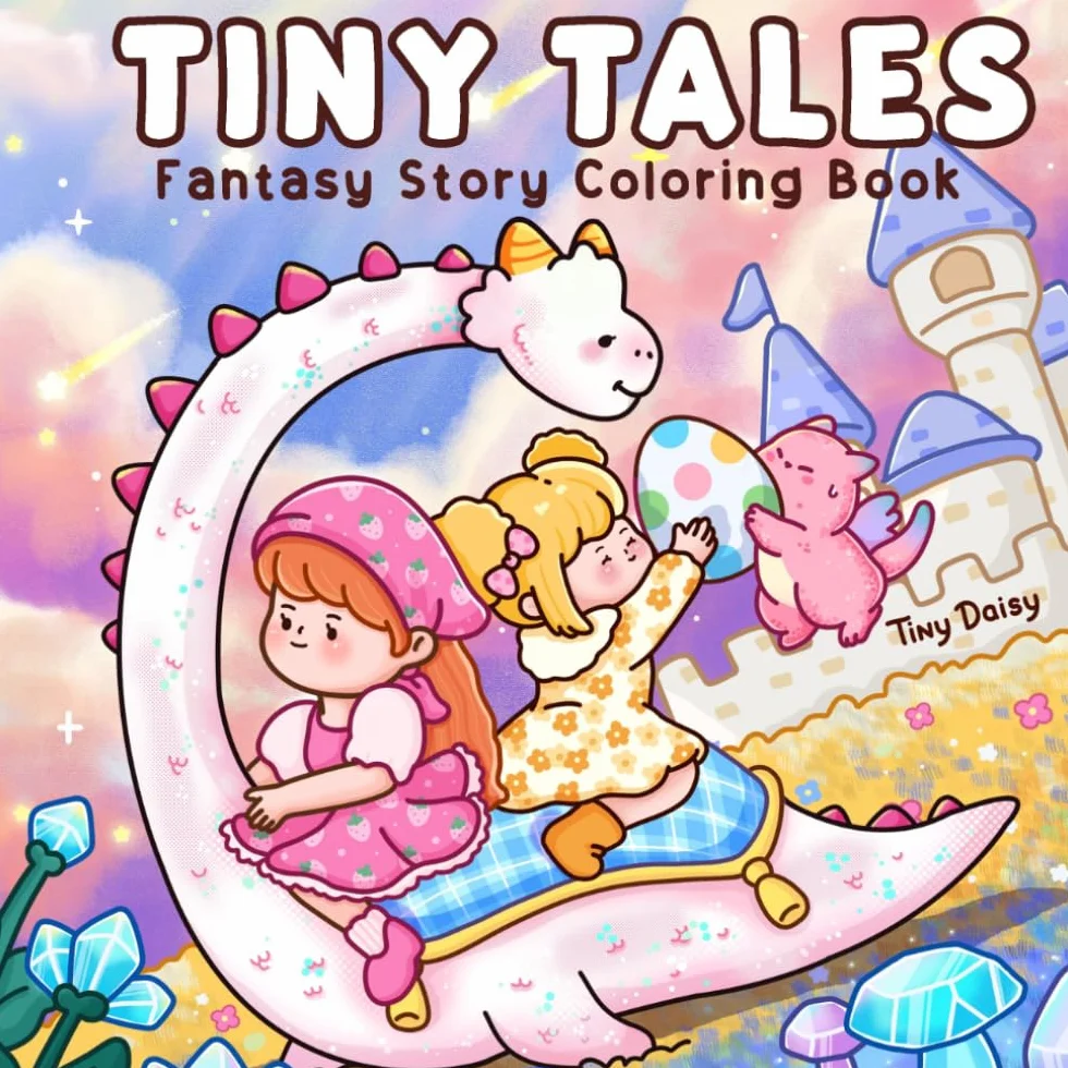 Tiny Tales Cute Coloring Book for Teens Adults Fantasy Dragons Little Girls 8.5x8.5