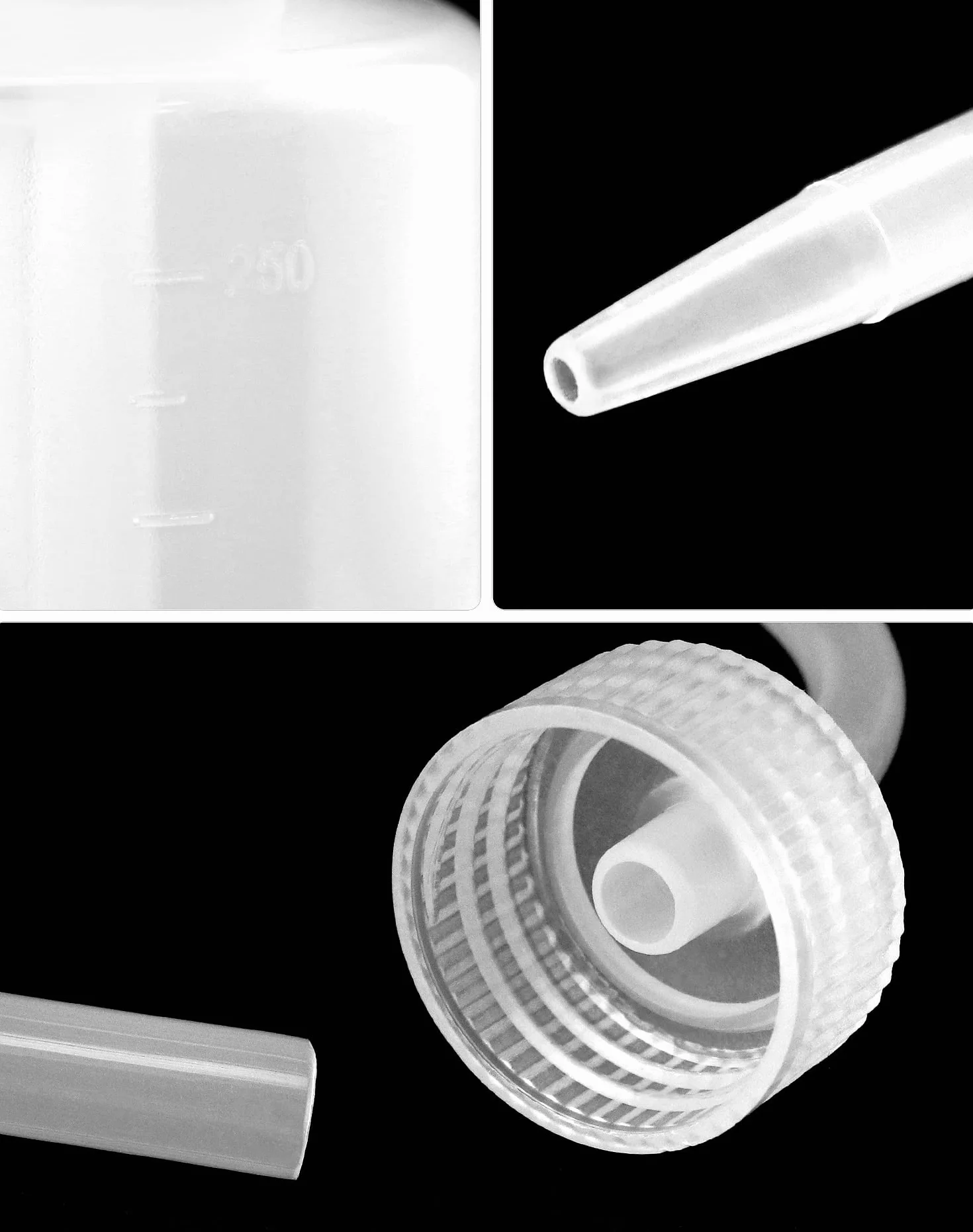 QWORK® 3 sztuki butelka do wyciskania 250 ml, plastikowe butelki na płyn, bezpieczna butelka do wyciskania, narzędzia do podlewania