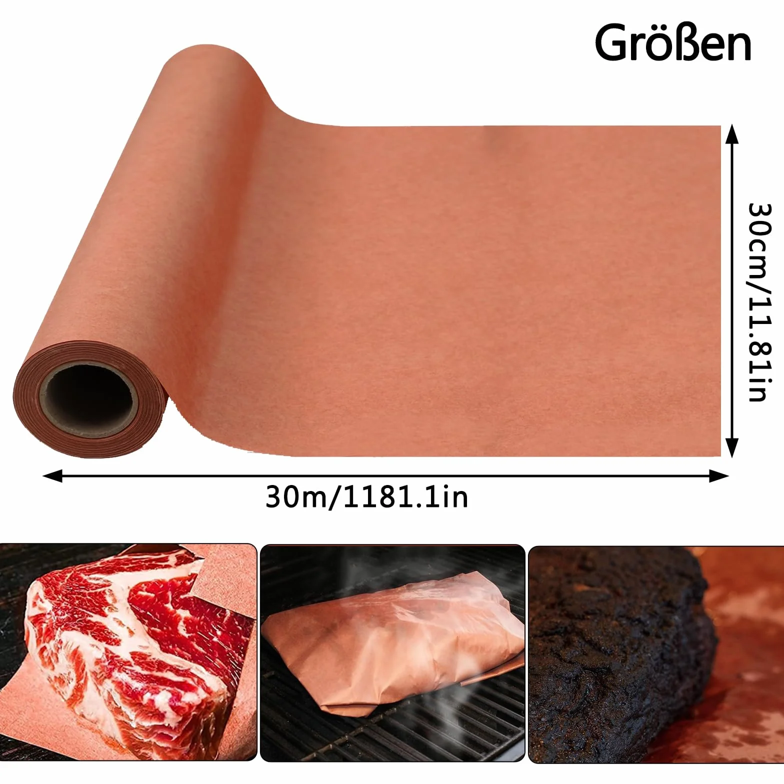 Pink Butcher Paper, rolka papieru typu kraftowego, 30 cm x 30 m, papier rzeźniczy do wędzenia, do grillowania, wędzarni, mięsa ryb, mięsa, mięsa, mięsa, mięsa, mięsa, mięsa, mięsa, mięsa,