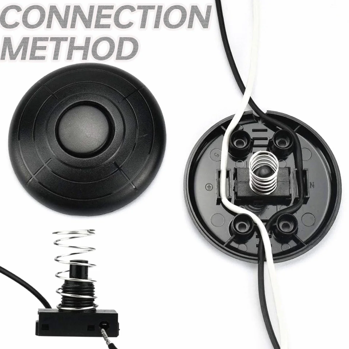 70 mm okrągły włącznik nożny 250 V/2 A, przycisk włączania/wyłączania, przełącznik nożny do lampy 2- lub 3-żyłowej, lampy stojącej, lampy stołowej, kabla połączeniowego