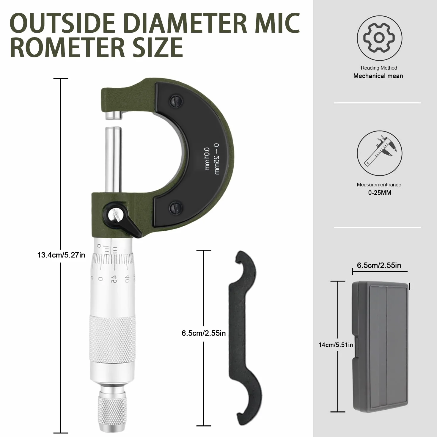 Mikrometr zewnętrzny 0-25 mm precyzyjny mechaniczny 0,01 mm
