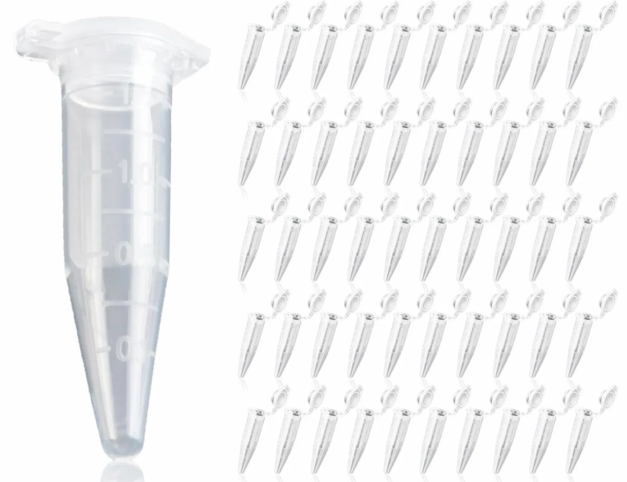 50 sztuk probówek do próbek, przezroczyste pojemniki reakcyjne, probówki wirówki, probówki do kapsułek z tkaniny, probówki do napełniania krwinek na kapsułki (1,5 ml)