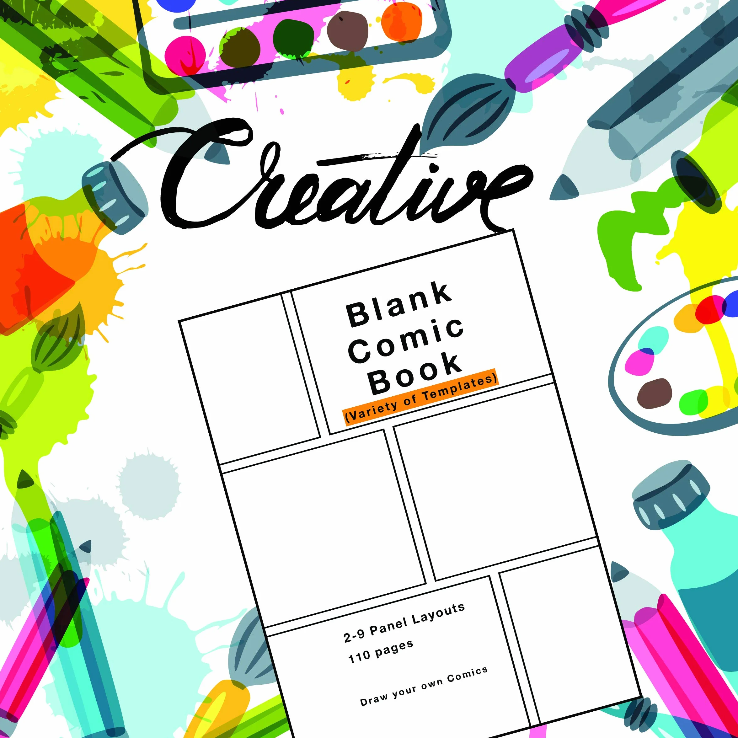 Blank Comic Book Variety of Templates 2-9 Panel Layouts