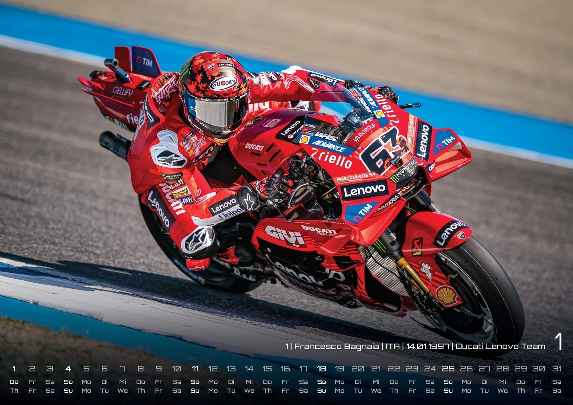 MotoGP Kalender 2026 DIN A3 Motorrad Grand Prix Wandkalender 42x30 cm