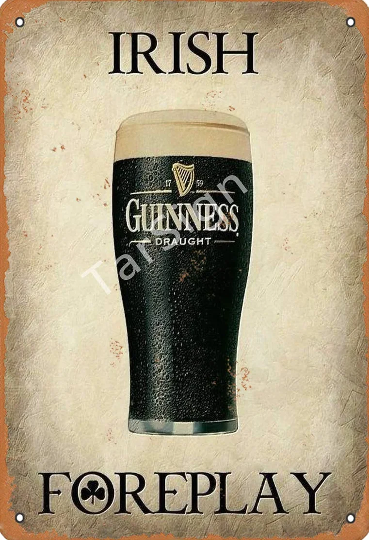 TarSign Irish Foreplay Guinness Beer Vintage blaszany znak logo 12 20 cm reklama przyciągająca wzrok dekoracja ścienna
