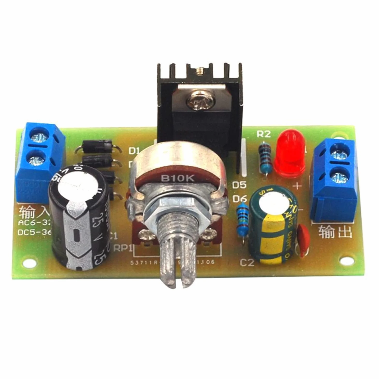 Regulowany Regulowany Zestaw Zasilania LM317 Zabezpieczenie Wyjścia Obwód Prostownika Wejście Regulowany Zestaw Napięcia Wejście DC 5-35V Wejście AC 6-25V