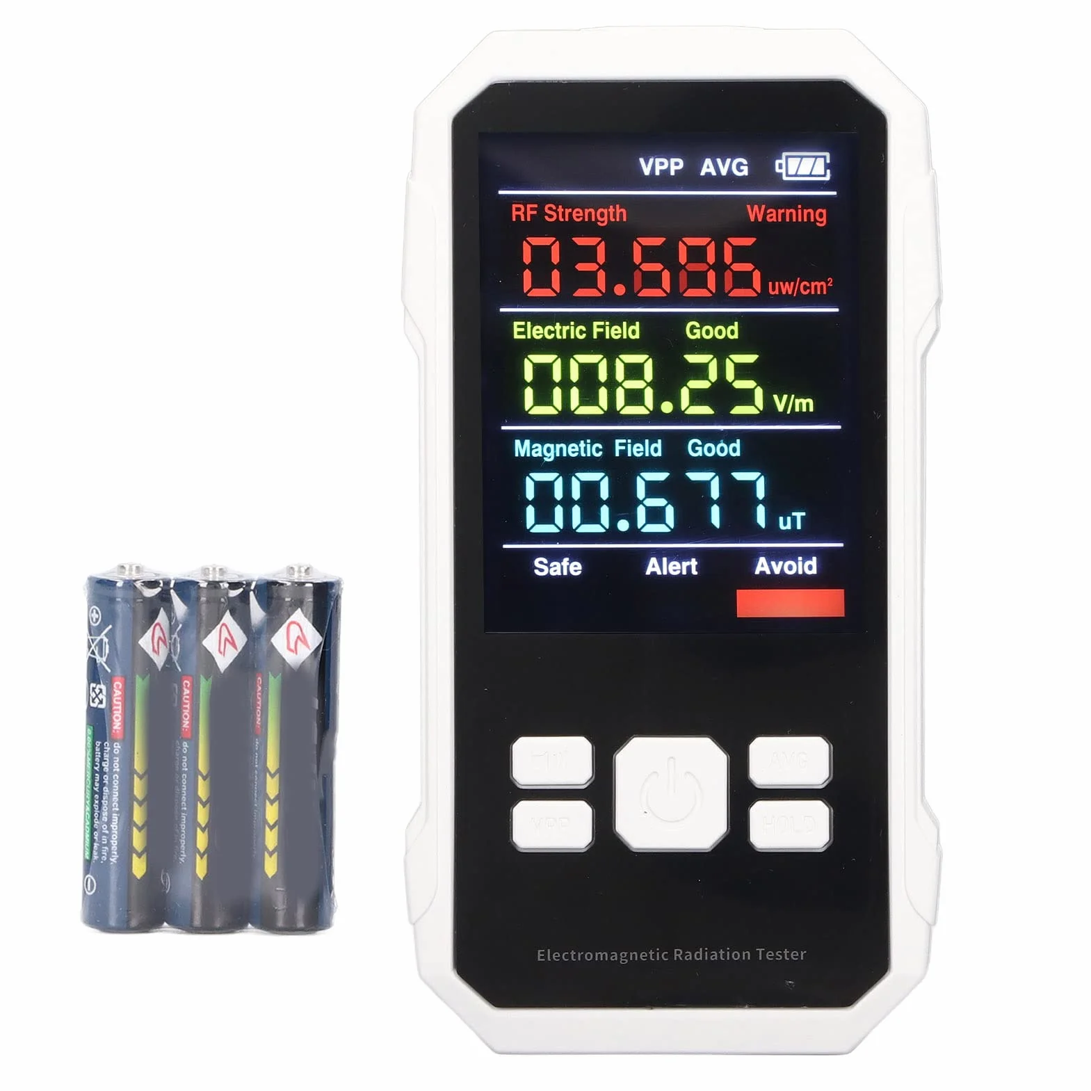 Miernik Pola Elektromagnetycznego, Tester Promieniowania Pola Elektromagnetycznego, Ręczny Cyfrowy Detektor Pola Elektromagnetycznego Z Podświetleniem LCD, Miernik Promieniowania Wysokiej(Biały)
