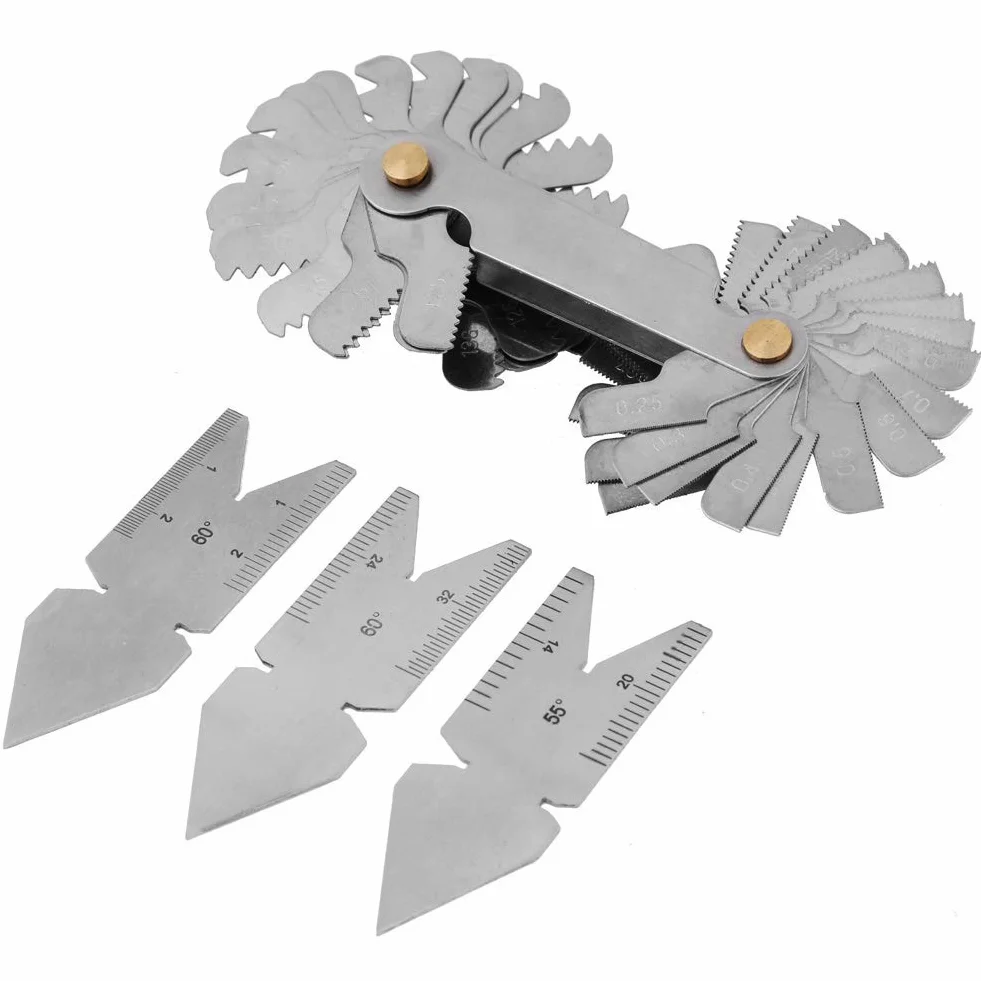 1 Szt. Skok Gwintu 2 Szt. 60 ° środek Fishtail Gauge do Mierników do Gwintowania i 1 Szt. 55 ° środek Gauge Cal Metryczny