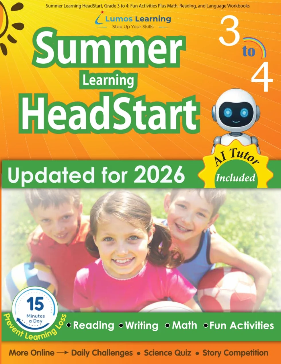 Summer Learning HeadStart Grade 3 to 4: Math Reading Language Workbooks Common Core Aligned