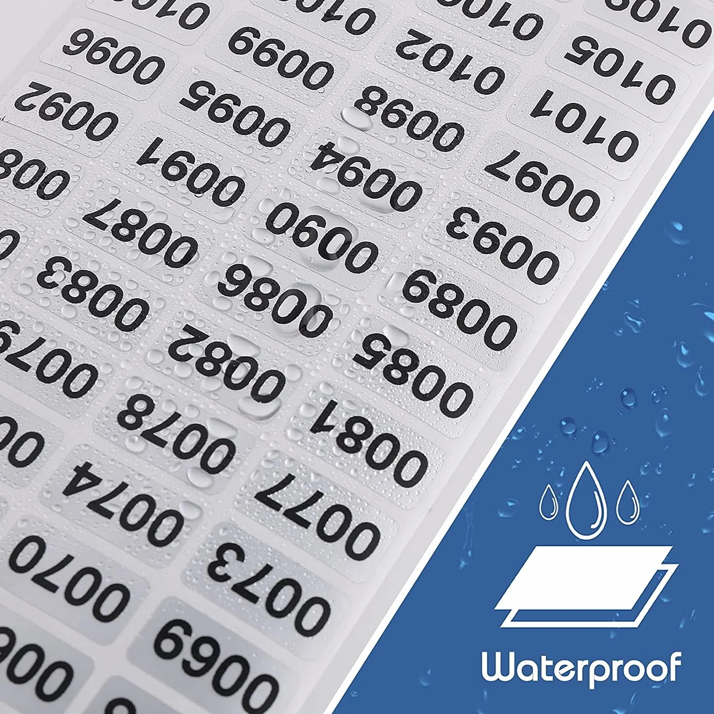 Naklejki z numerami, wodoodporne kolejne naklejki z etykietą z numerami do przechowywania zapasów, klasyfikacja (0,39 x 0,78 cala) (0001-2000)