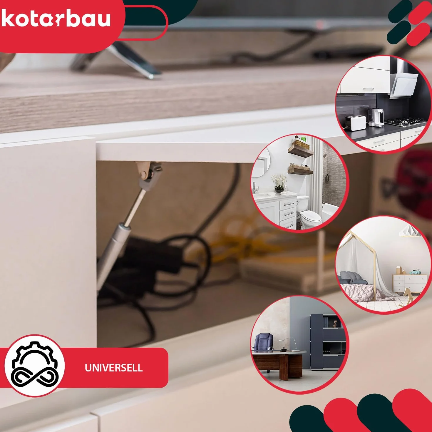 KOTARBAU Zestaw 2 okuć klap, sprężyna gazowa 60 N, amortyzatory meblowe Softclose, srebrny