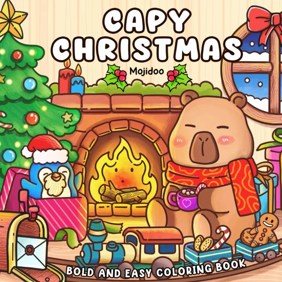 Capy Christmas Coloring Book: Bold and Easy for Adults & Teens, Cute Capybara Designs, Stress Relief