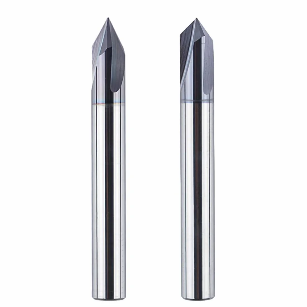 SpeTool Frez do grawerowania, frez do fazowania, 6 mm, trzpień 60 stopni i 90 stopni V, frez do rowków VHM, 3 flety, grawerowanie CNC do drewna, frez trzpieniowy, frez do frezarki górnowrzecionowej z
