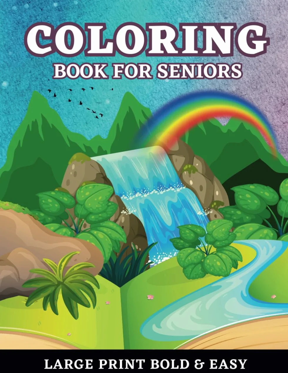 Coloring Book for Adults with Dementia, Parkinson & Alzheimer’s disease: Large print simple & easy pictures with positive words. Perfect gift for ... animals etc., for relaxation & anxiety relief