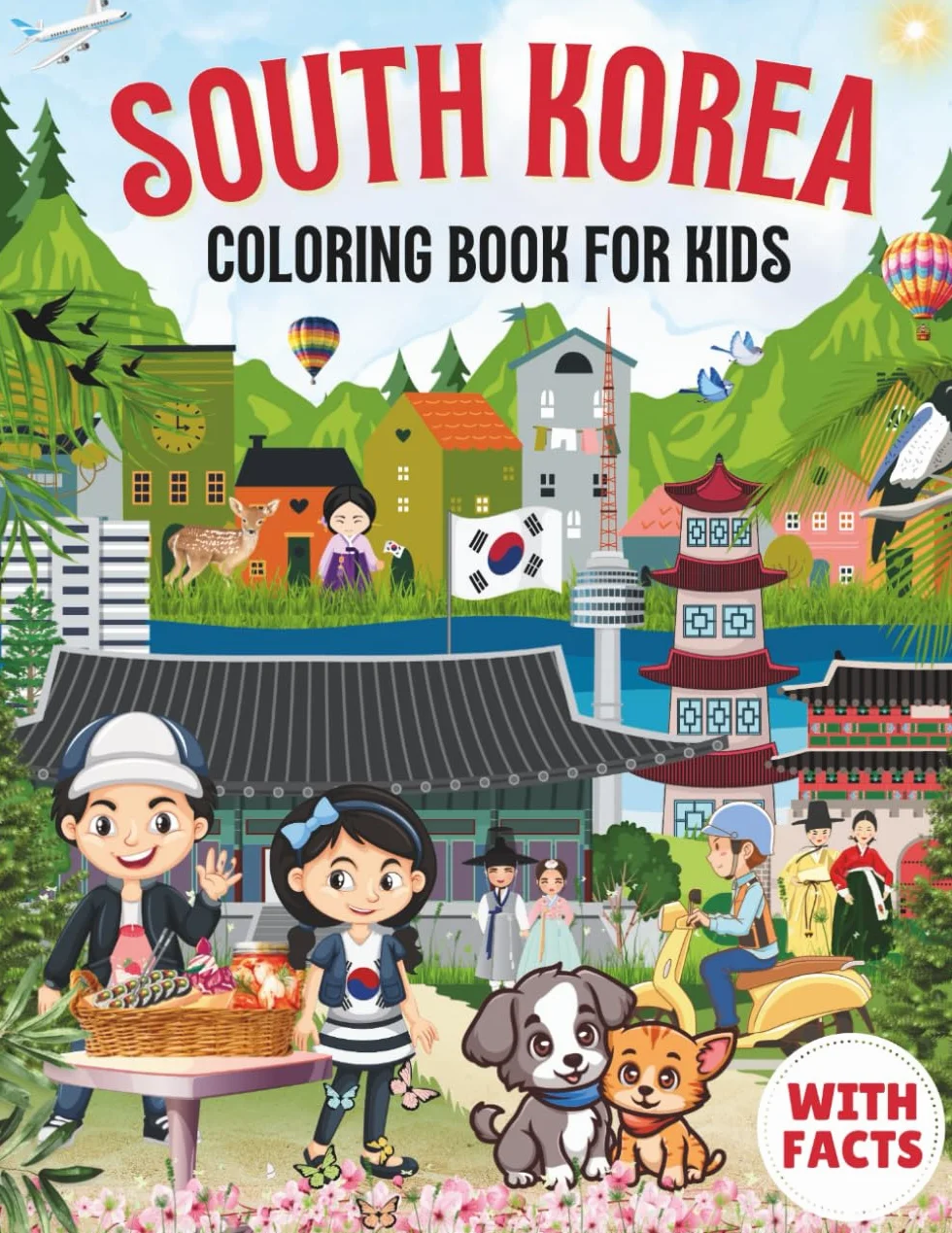 South Korea Coloring Book for Kids z ciekawostkami