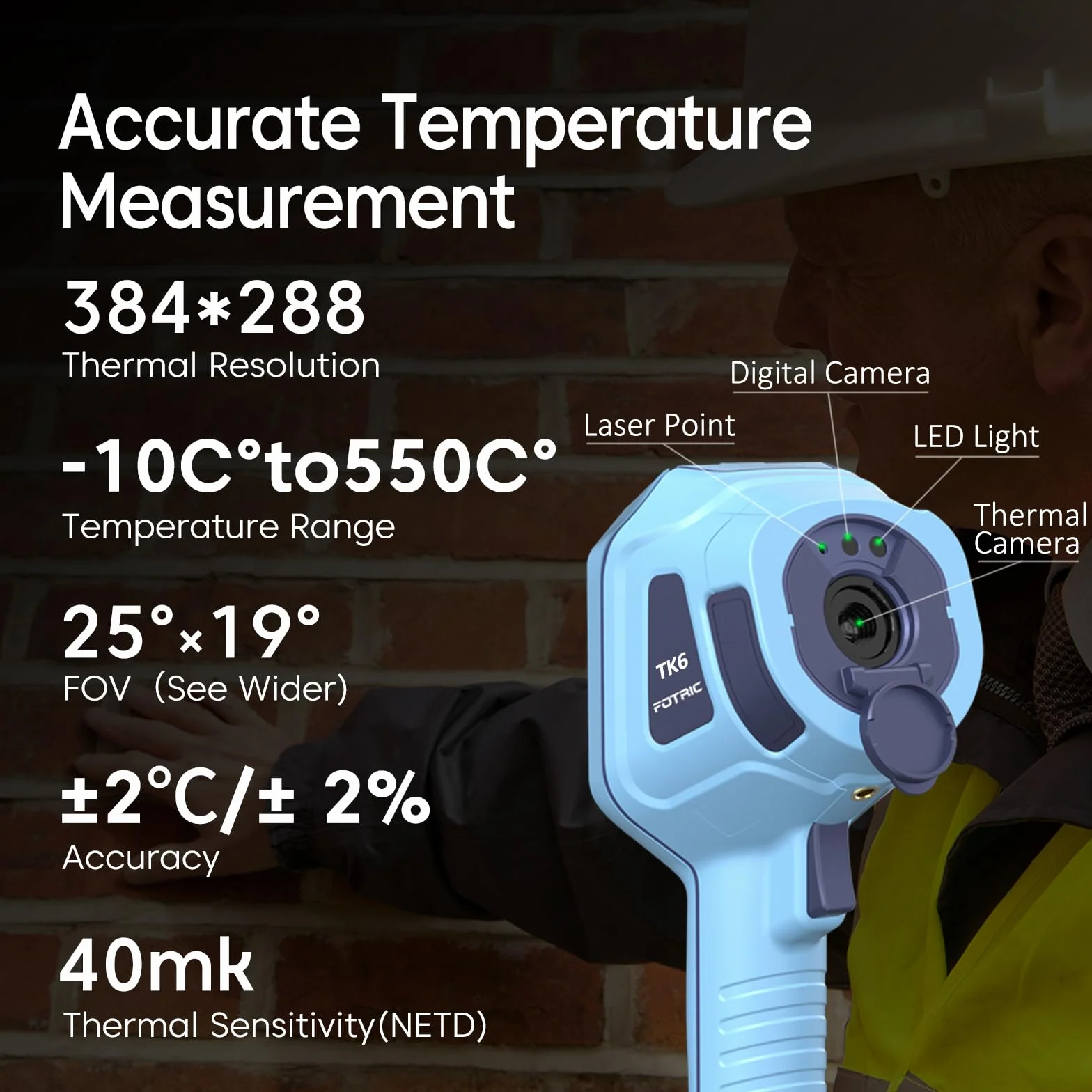 Kamera termowizyjna TK6 384x288 IR 25°x19° FOV ręczne ustawianie ostrości 5 MP -15,6°C do 550°C