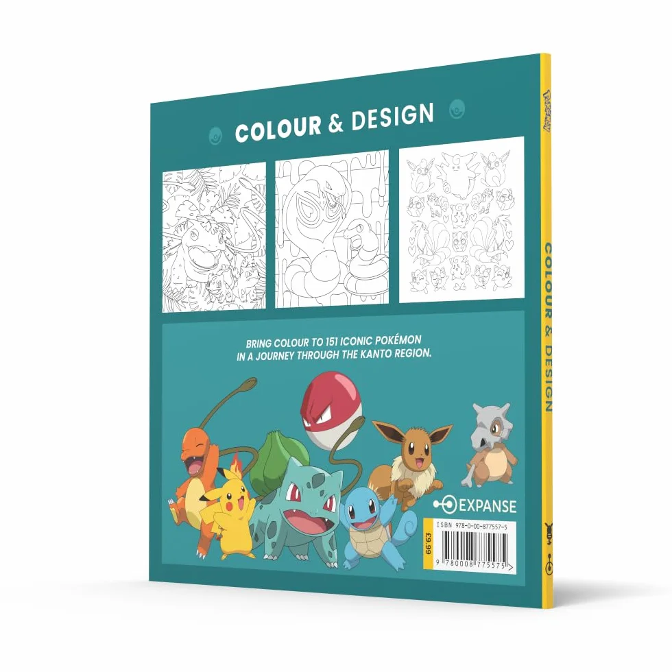 Pokémon Colour and Design Official Colouring Book for Fans of the Original Game 2026