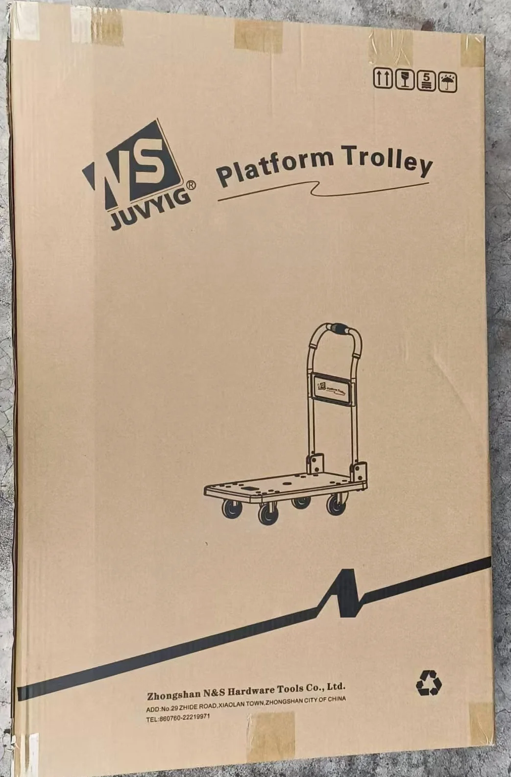 N&S Heavy Duty Wózek platformowy 200 kg Jednoręczne zmarszczki wózek ciężarowy z wyciszeniem koła, wózek platformowy
