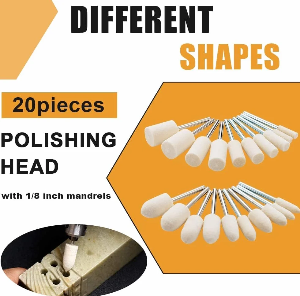 Zestaw 80 sztuk filcowych tarcz polerskich 1/8" do metalu i szkła