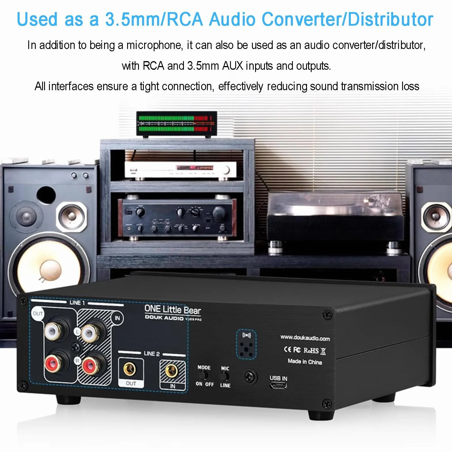 Analizator widma audio LED 8 efektów wyświetlania PPM/VU konwerter audio rozdzielacz