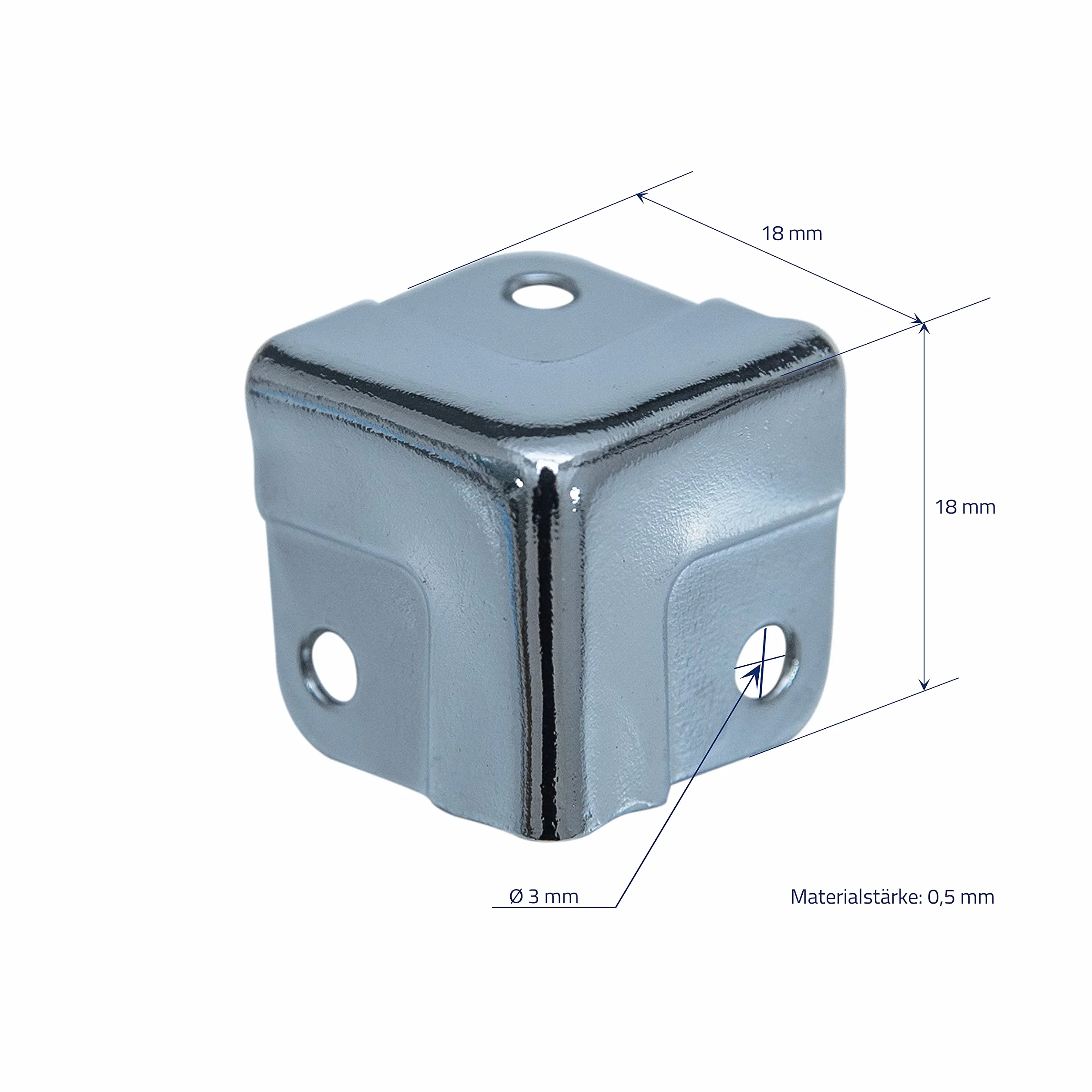 Metalowe zabezpieczenie narożników do walizki 8 sztuk 18x18x18 mm ocynkowane srebrne