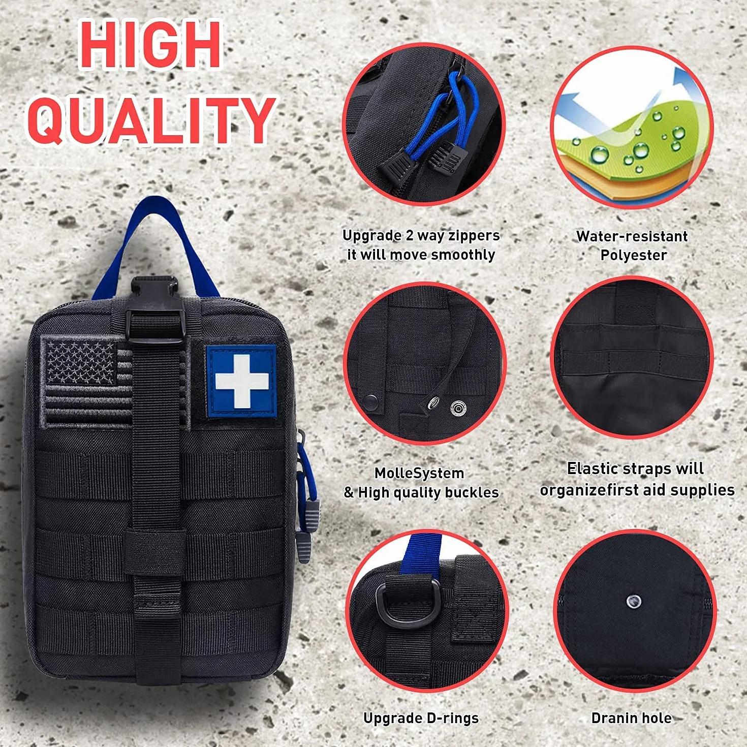 Medyczna torba taktyczna MOLLE, EMT IFAK Rip-Away Utility Pouch na kemping, polowanie, wędrówki, do domu, samochodu i przygody (czerwona + brązowa)