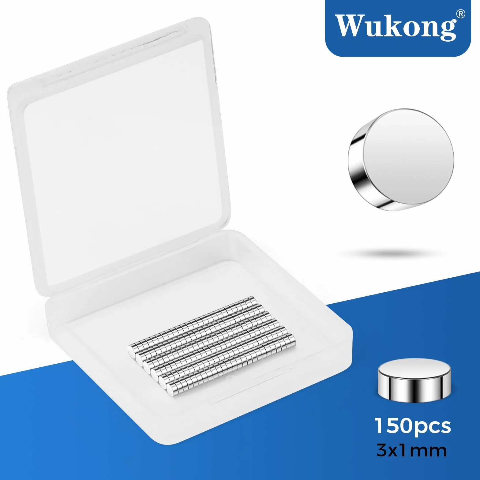 Wukong N45 Małe mocne magnesy 3 x 1 mm, miniaturowe magnesy neodymowe, małe, ale mocne, na lodówkę, do drukarki 3D, modeli i projektów typu „zrób to sam”, 150 szt.