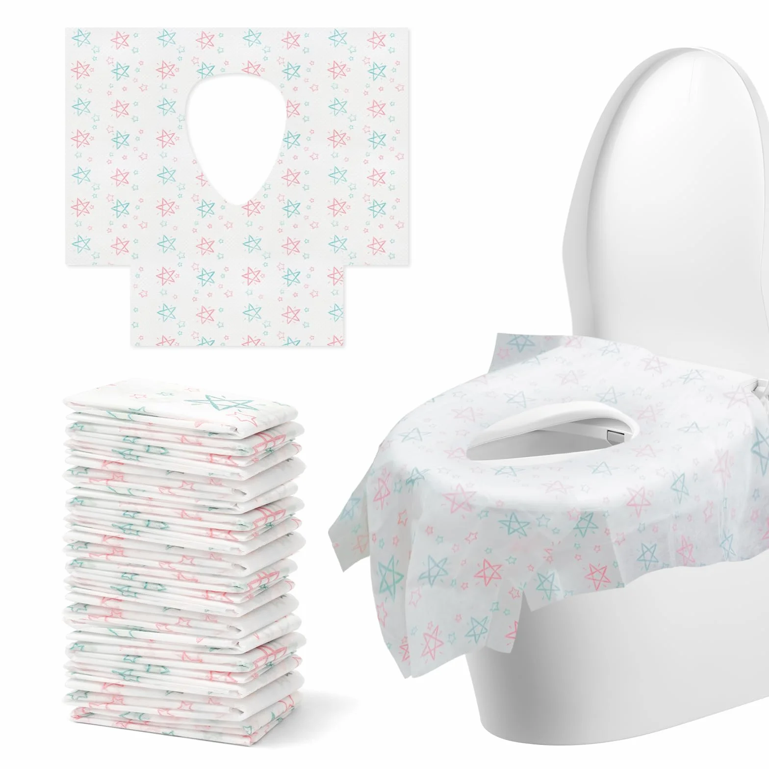 20 sztuk jednorazowych nakładek na deskę sedesową, 60 x 65 cm, dla dzieci i dorosłych, wodoszczelne pokrowce na deskę sedesową, pakowane pojedynczo w podróż służbową, podróże, do toalety publicznej