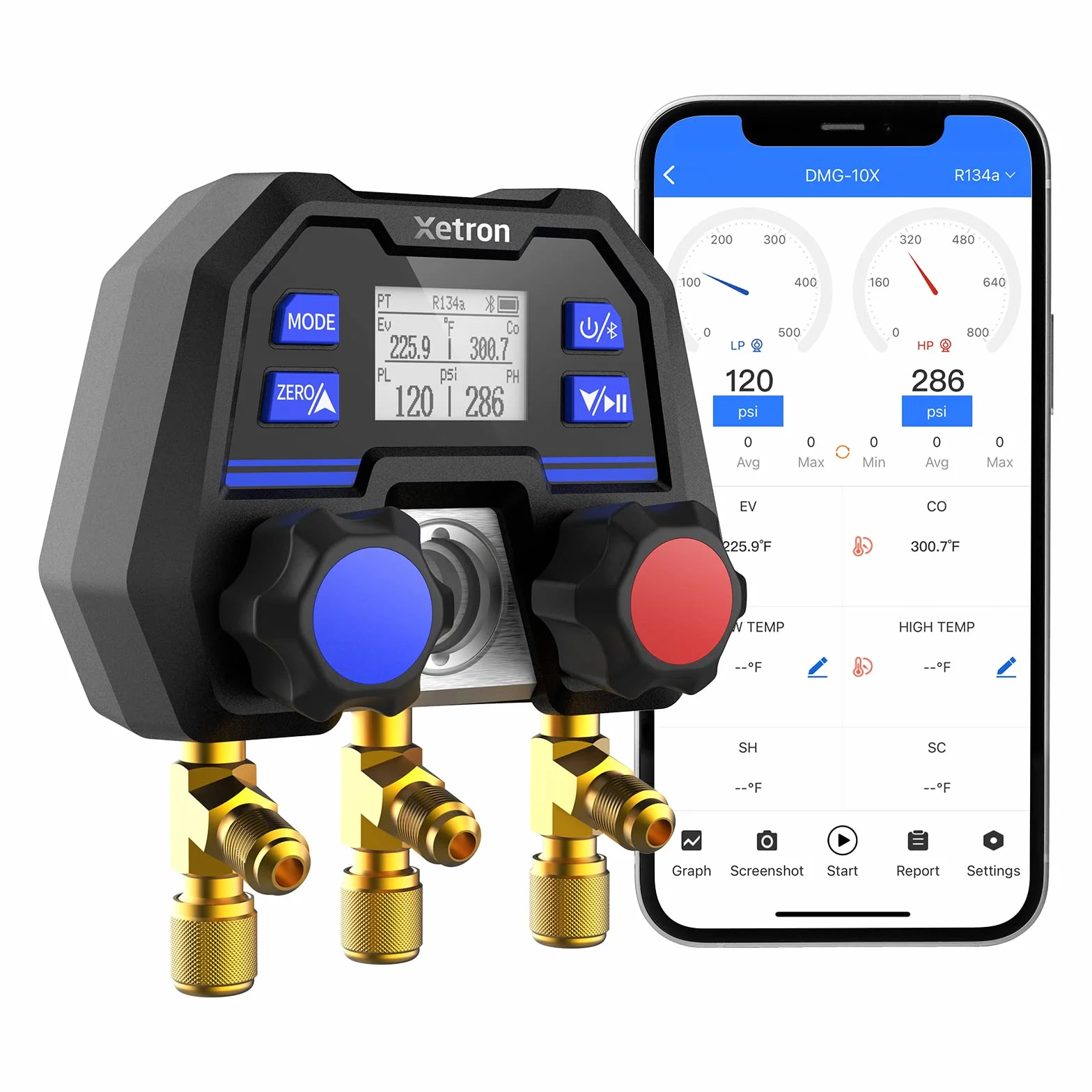 DMG-10X Cyfrowy miernik ciśnienia czynnika chłodniczego Bluetooth kolektor HVAC