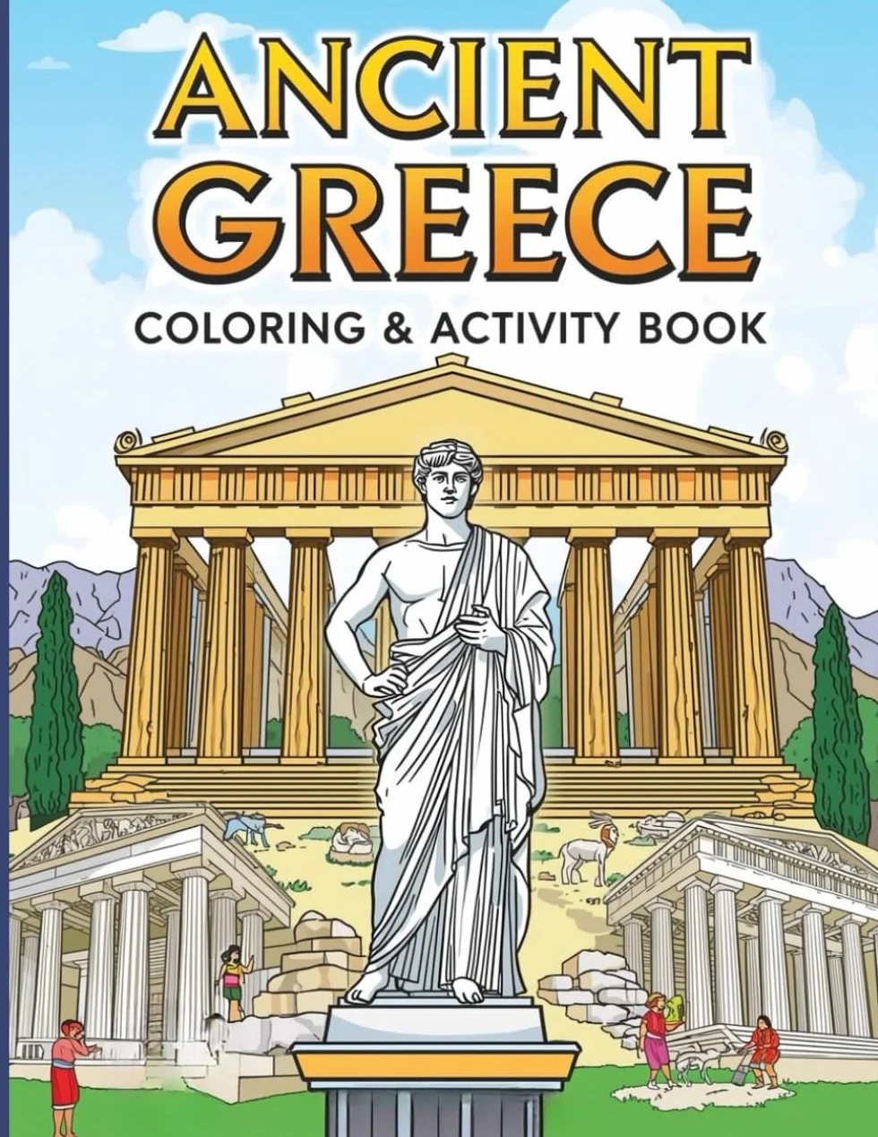 Ancient Greece Colouring & Activity Book for Kids: 40+ Coloring Pages, Crosswords, Word Searches - Ages 7-12