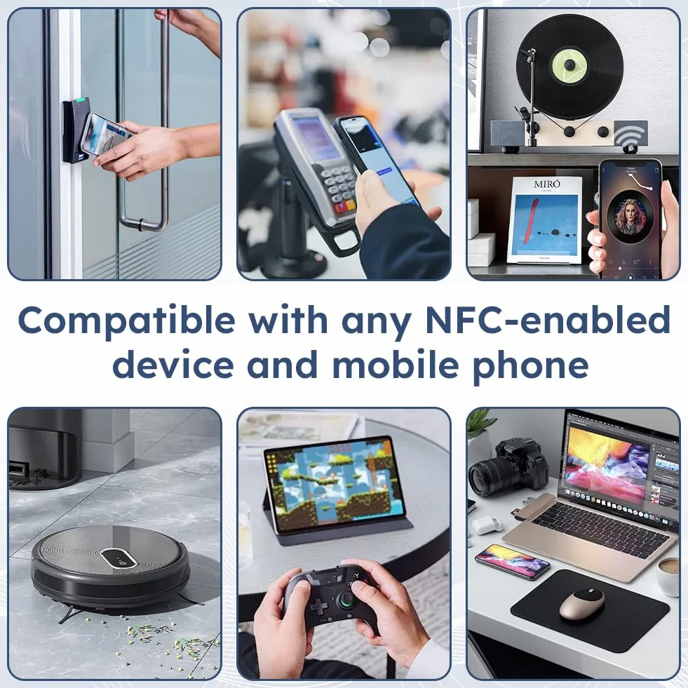 AXFEE 10 szt. znaczników NFC NTAG216, białe okrągłe naklejki NFC, średnica 25 mm, programowalne znaczniki NFC, pamięć RFID 888 bajtów, kompatybilna ze wszystkimi telefonami i urządzeniami